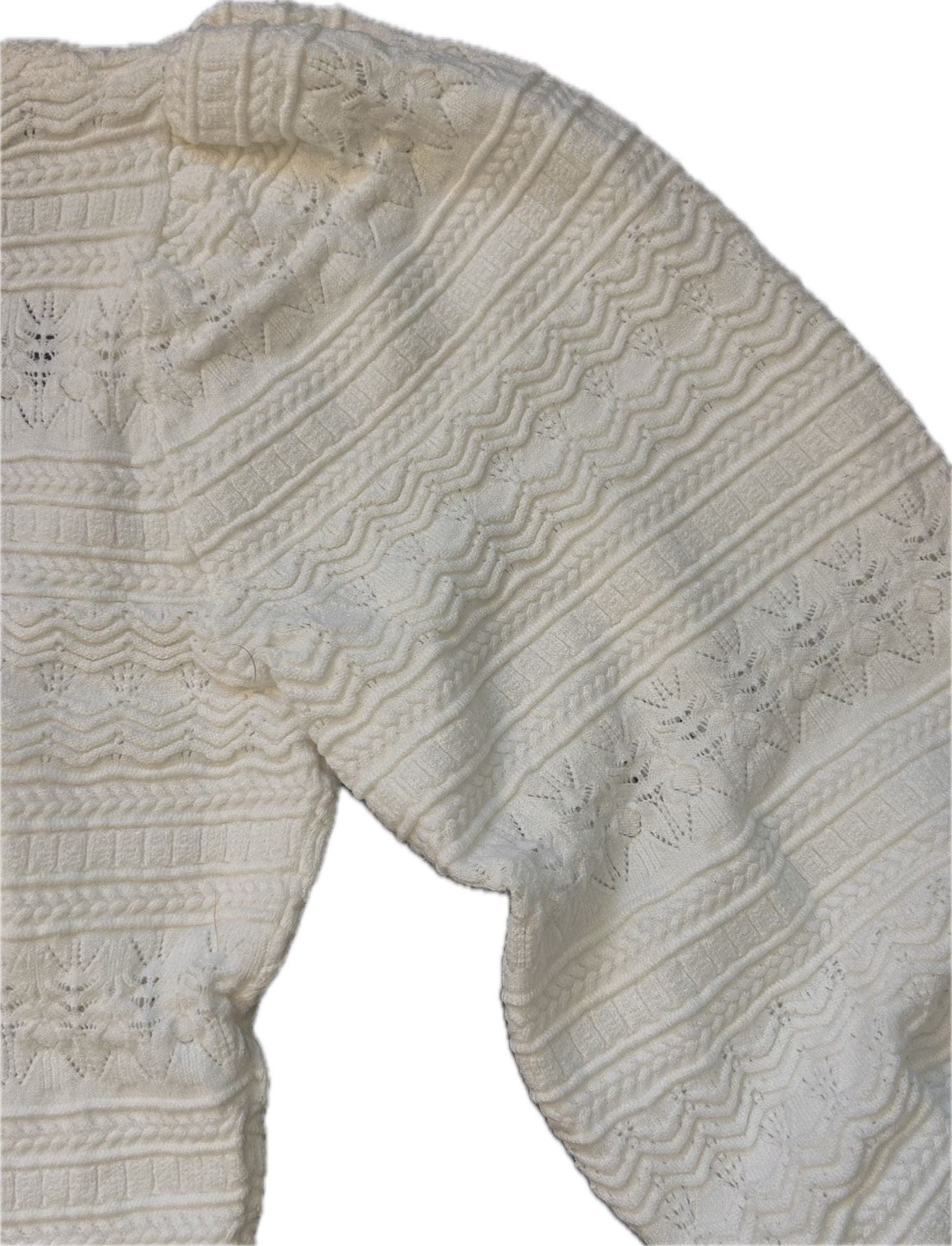 Sézane Ronnie Jumper XS Ecru Cream Knit Puff Sleeve Sweater Top Coquette 12
