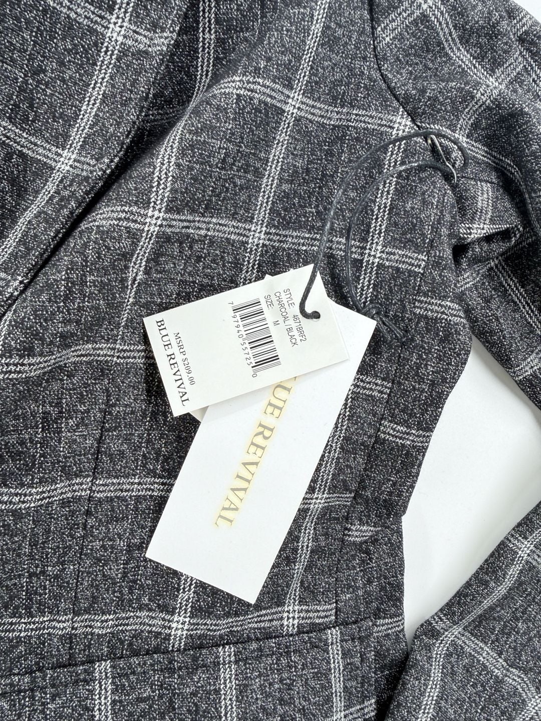 Blue Revival Plaid Blazer With Removable Hoodie Size M Charcoal Black 3