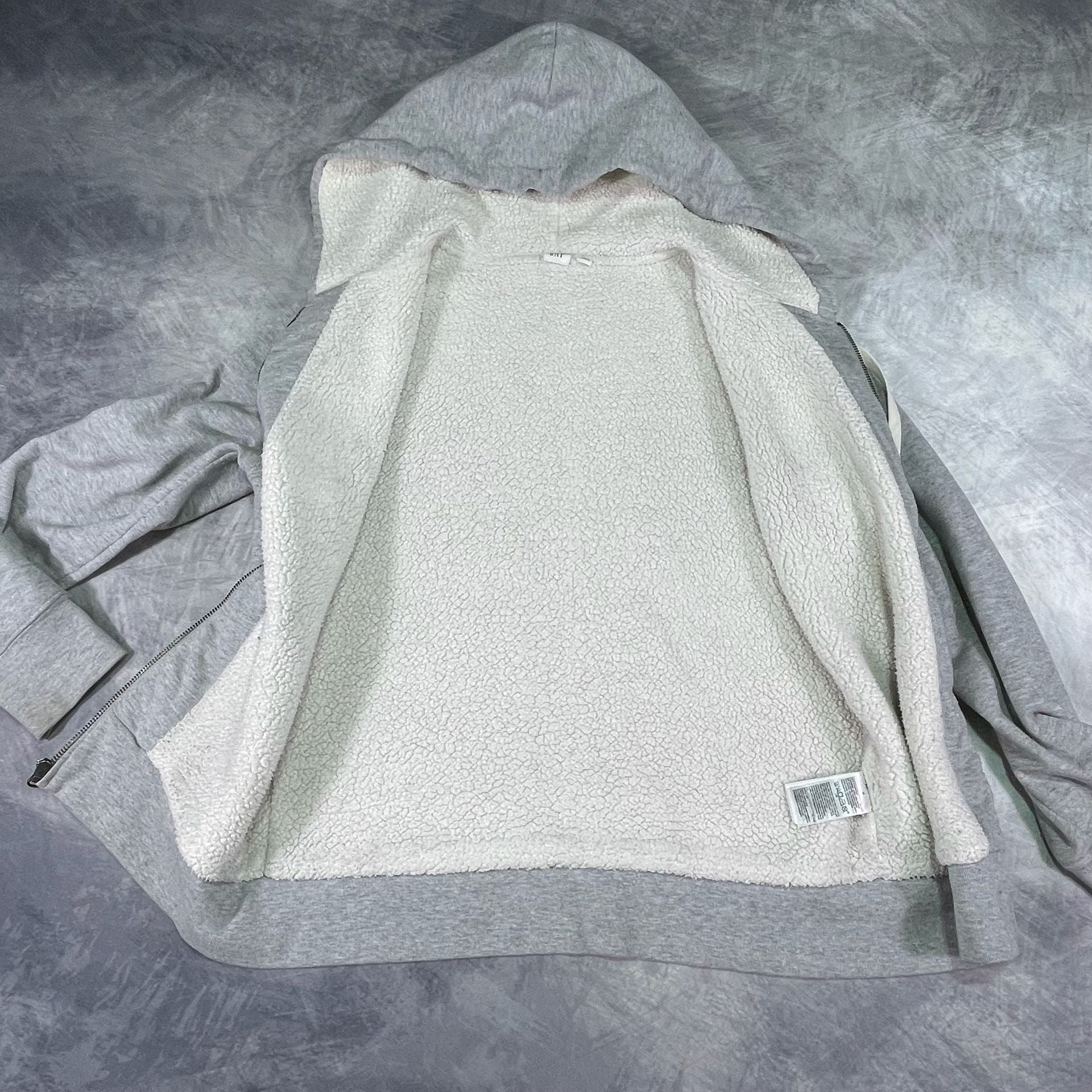 Gap Sherpa Lined Zip Up Hoodie Size M Gray Logo Sweatshirt 10