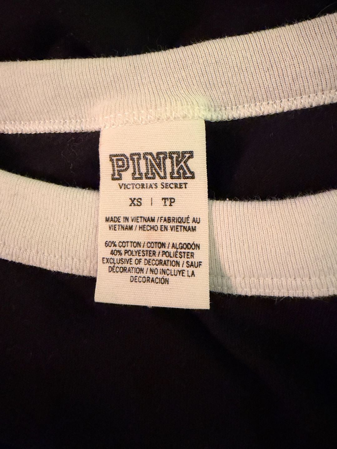 Pink Victoria's Secret Ringer T-Shirt Size XS Black White Logo Dog 5
