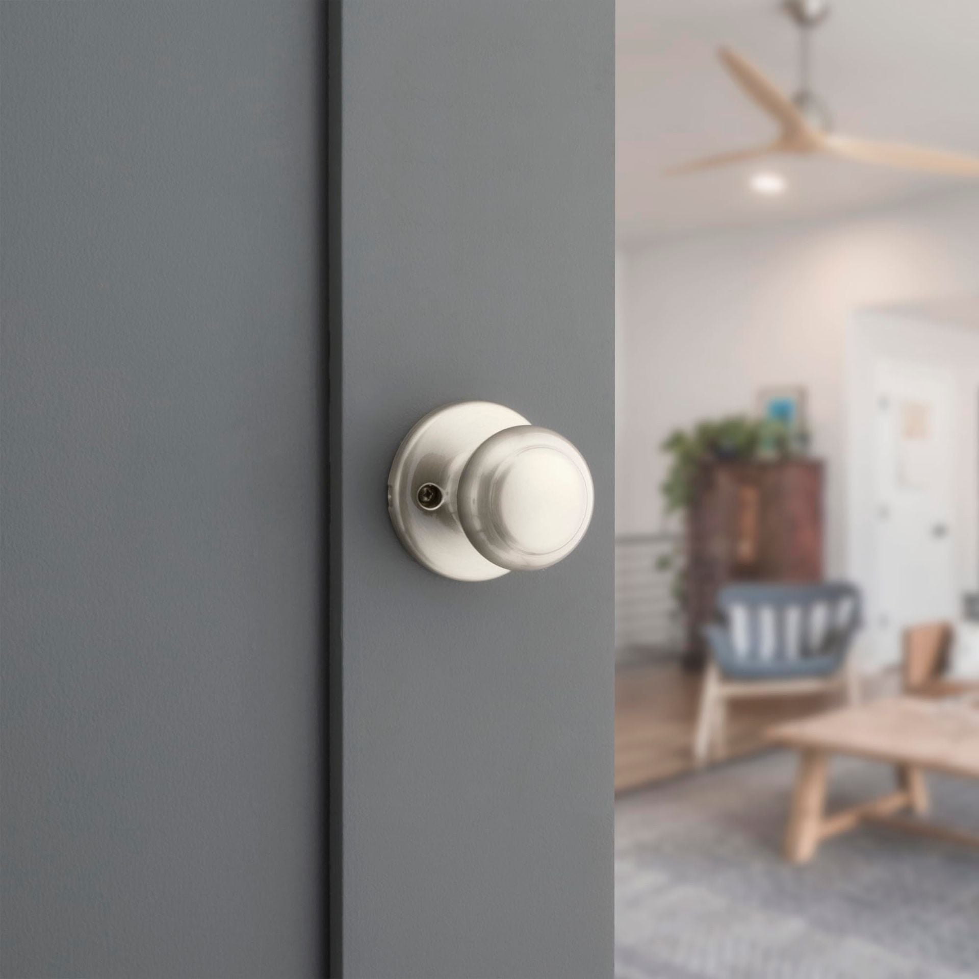 2 PK Kwikset Cove Passage Door Knob Satin Nickel 92001-572 3