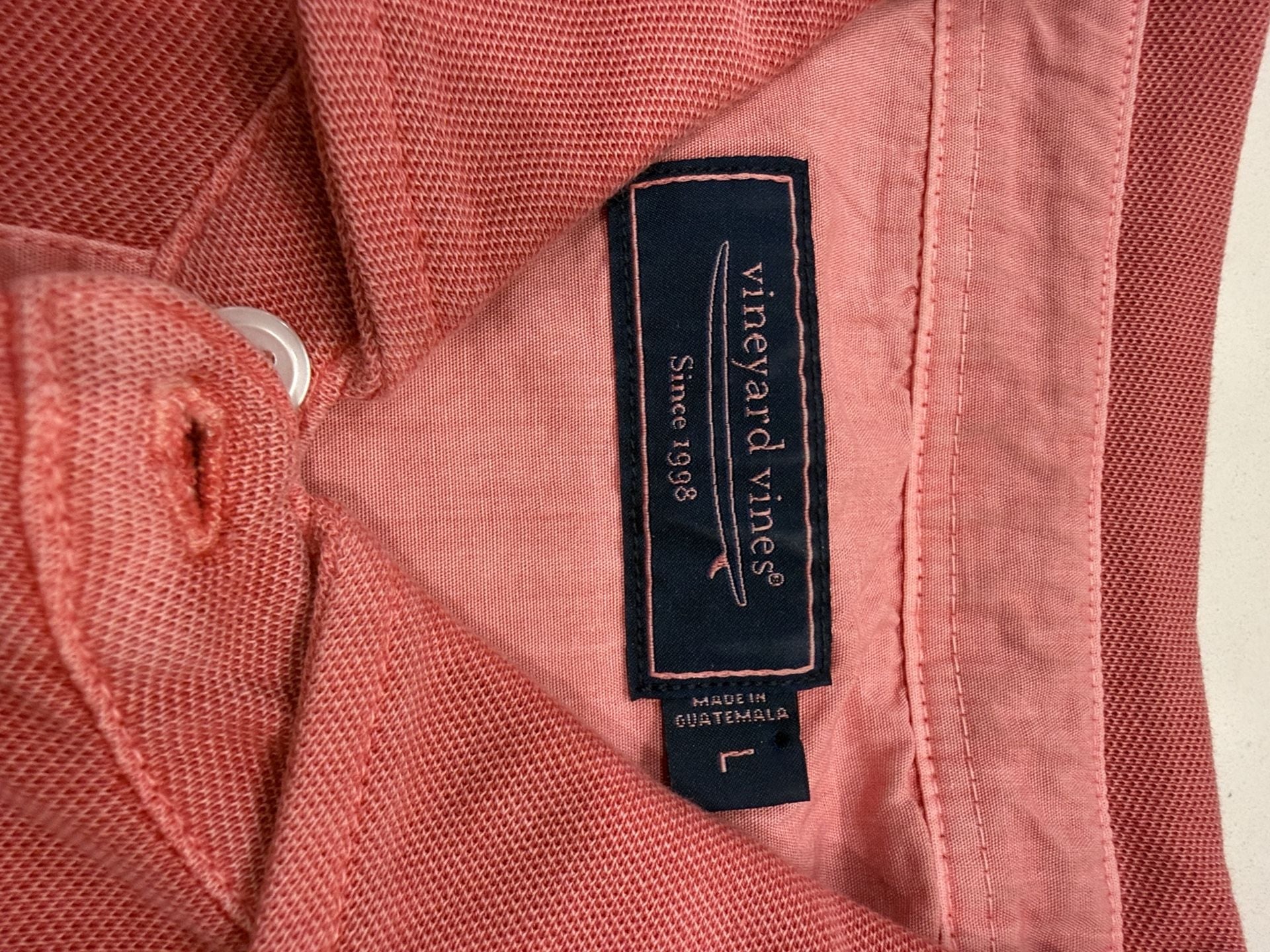 Vineyard Vines Long Sleeve Polo Size L Pink Pocket Cotton Shirt 4