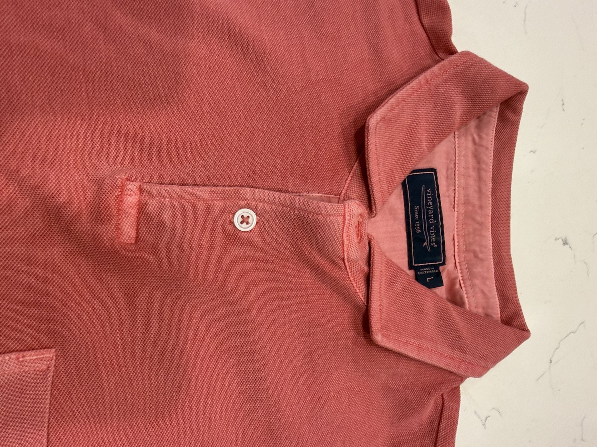 Vineyard Vines Long Sleeve Polo Size L Pink Pocket Cotton Shirt 5
