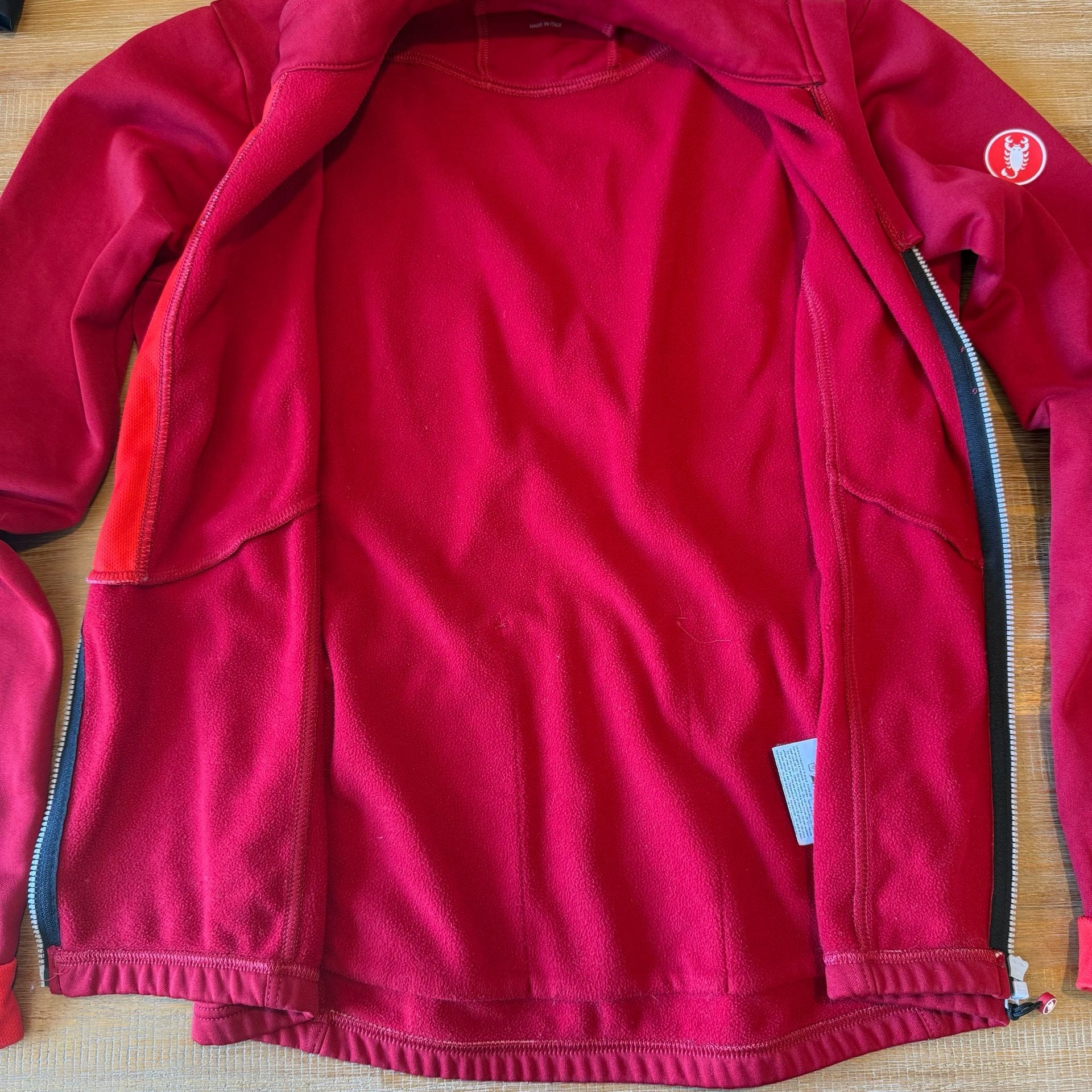 Castelli Cycling Jacket Mens M Medium Red Full Zip Fleece Lined Made In Italy 9