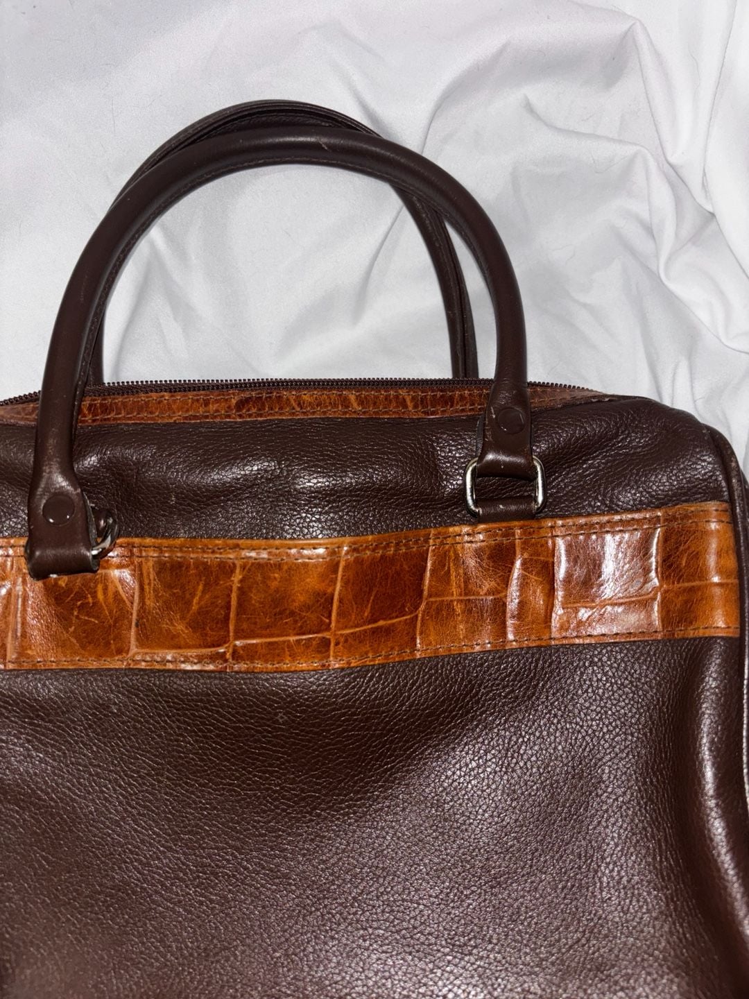 RARE!! 80s- 90s Courtenay Genuine Pebble Leather Doctor Satchel Bag Brown 4