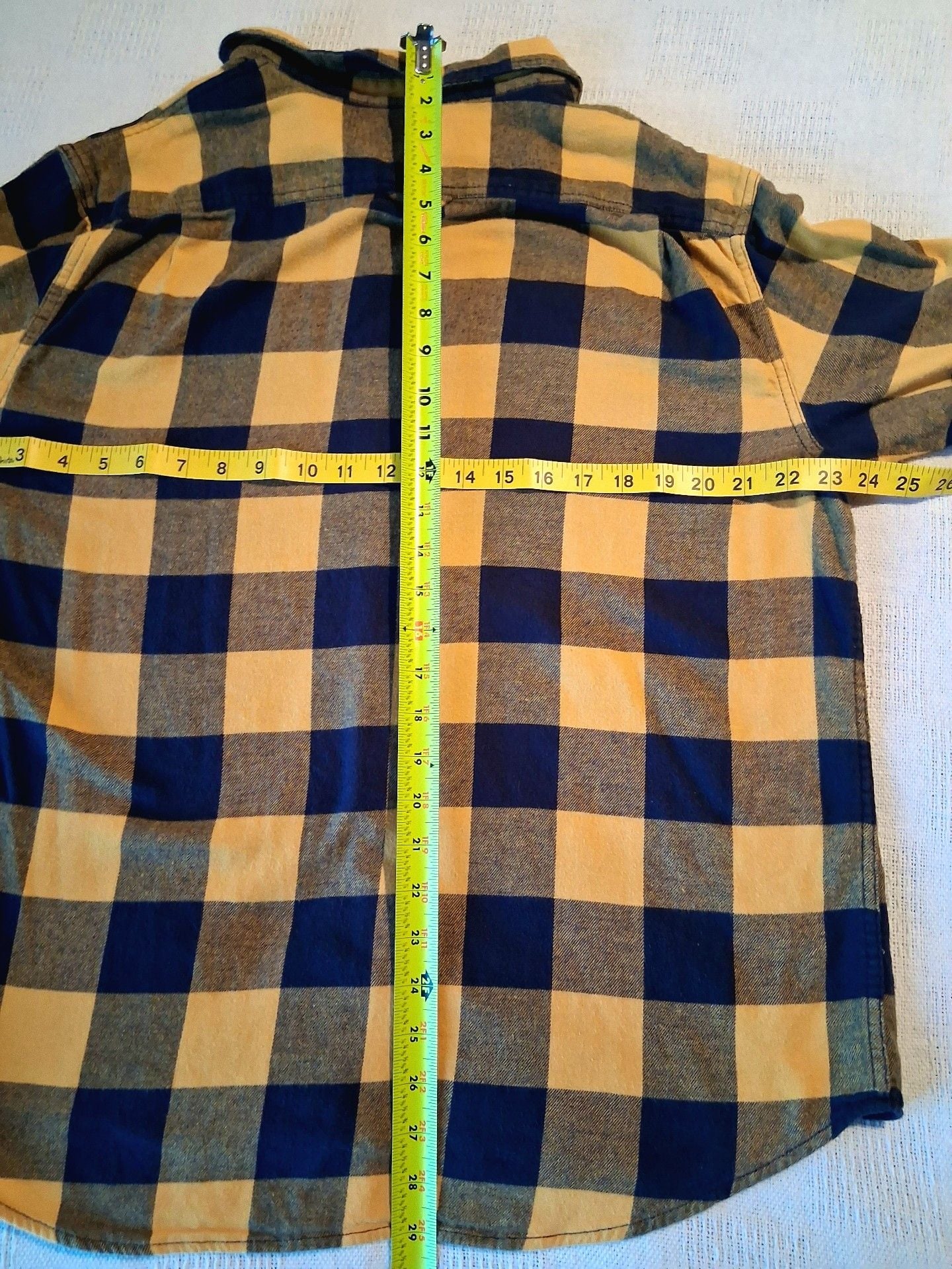 Old Navy Flannel Shirt Size L Yellow Blue Plaid Long Sleeve 5