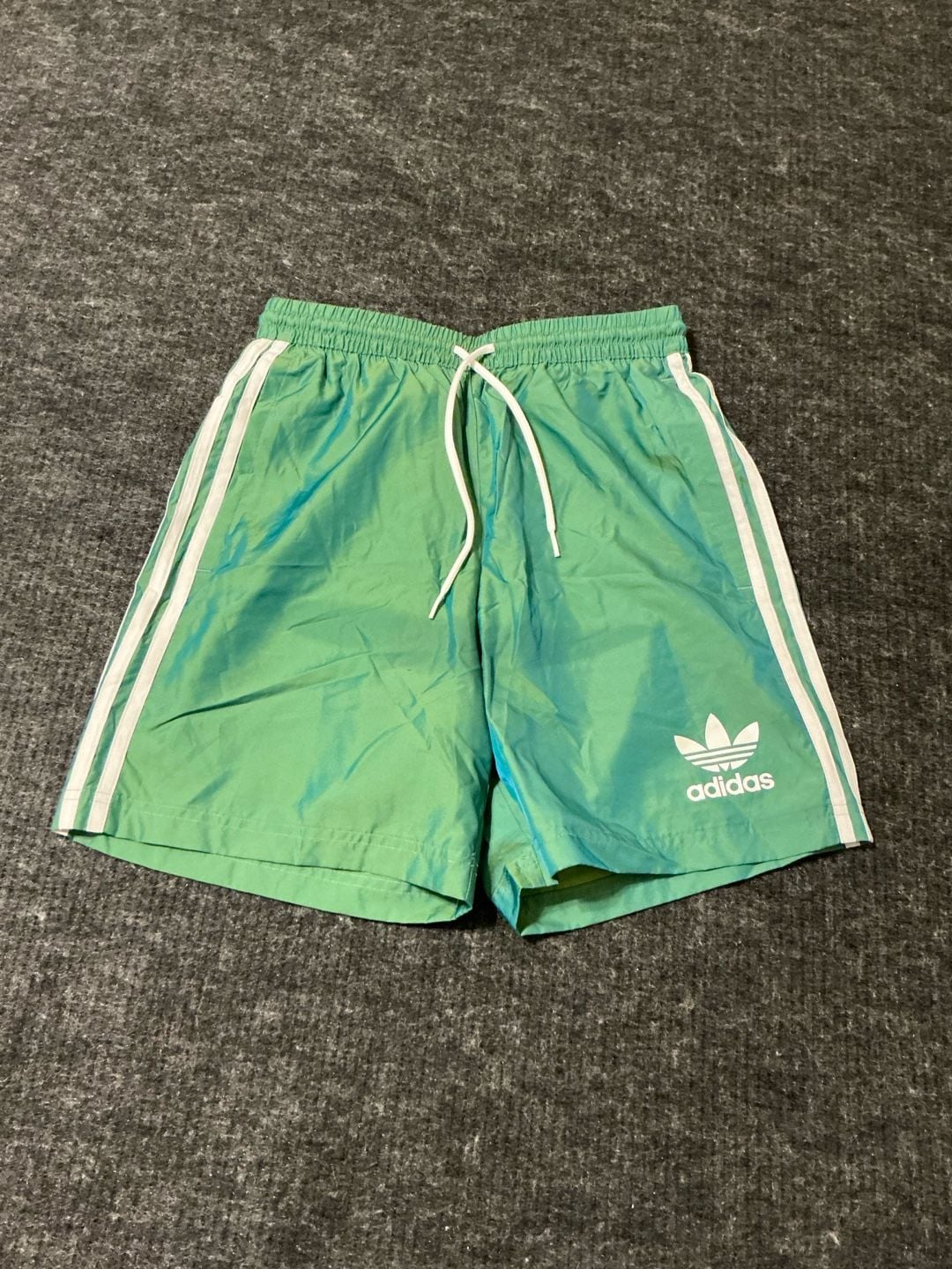 Adidas Originals Swim Shorts Size Adults Small Green 3 Stripes Trunks 2