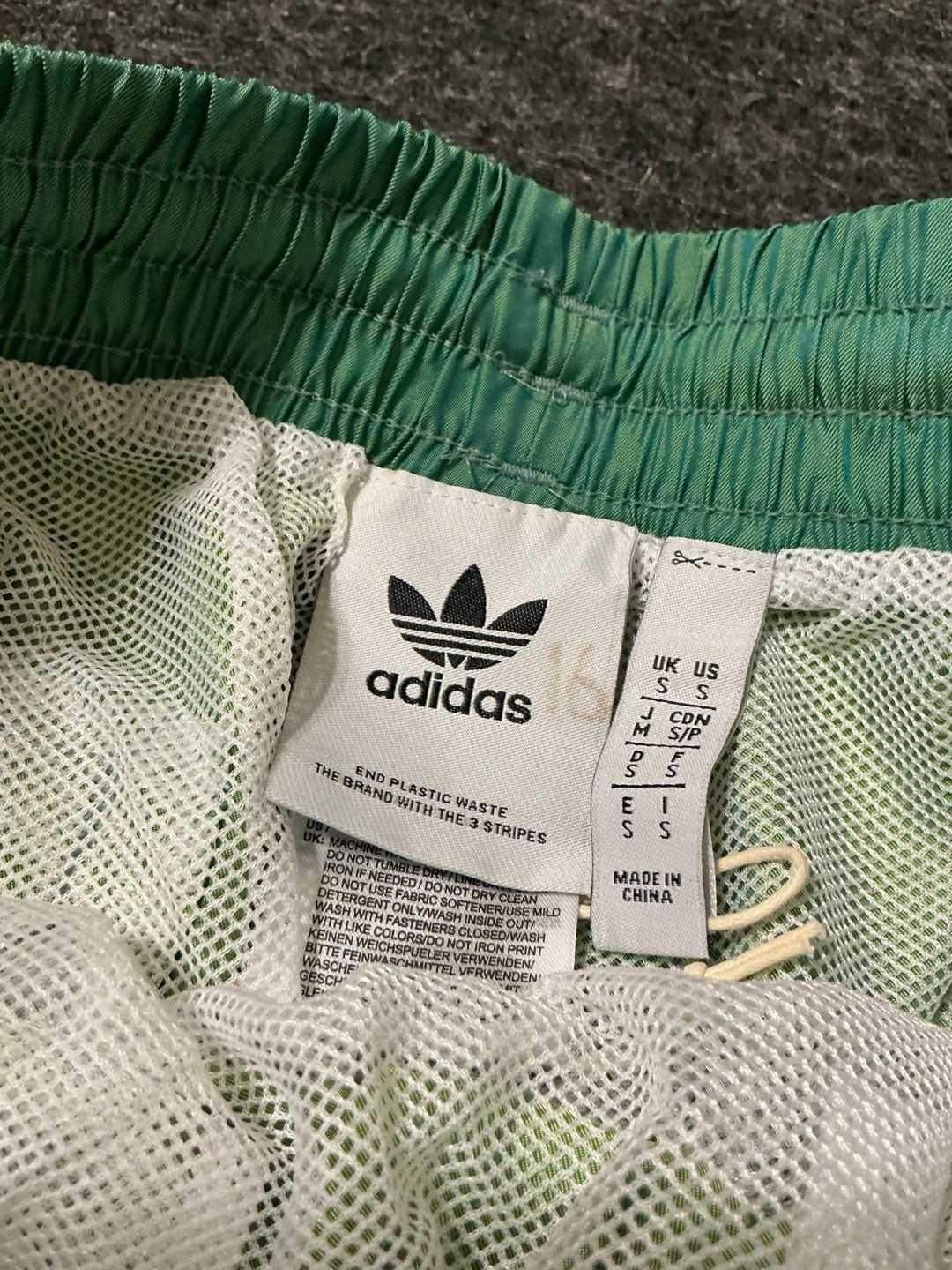 Adidas Originals Swim Shorts Size Adults Small Green 3 Stripes Trunks 4