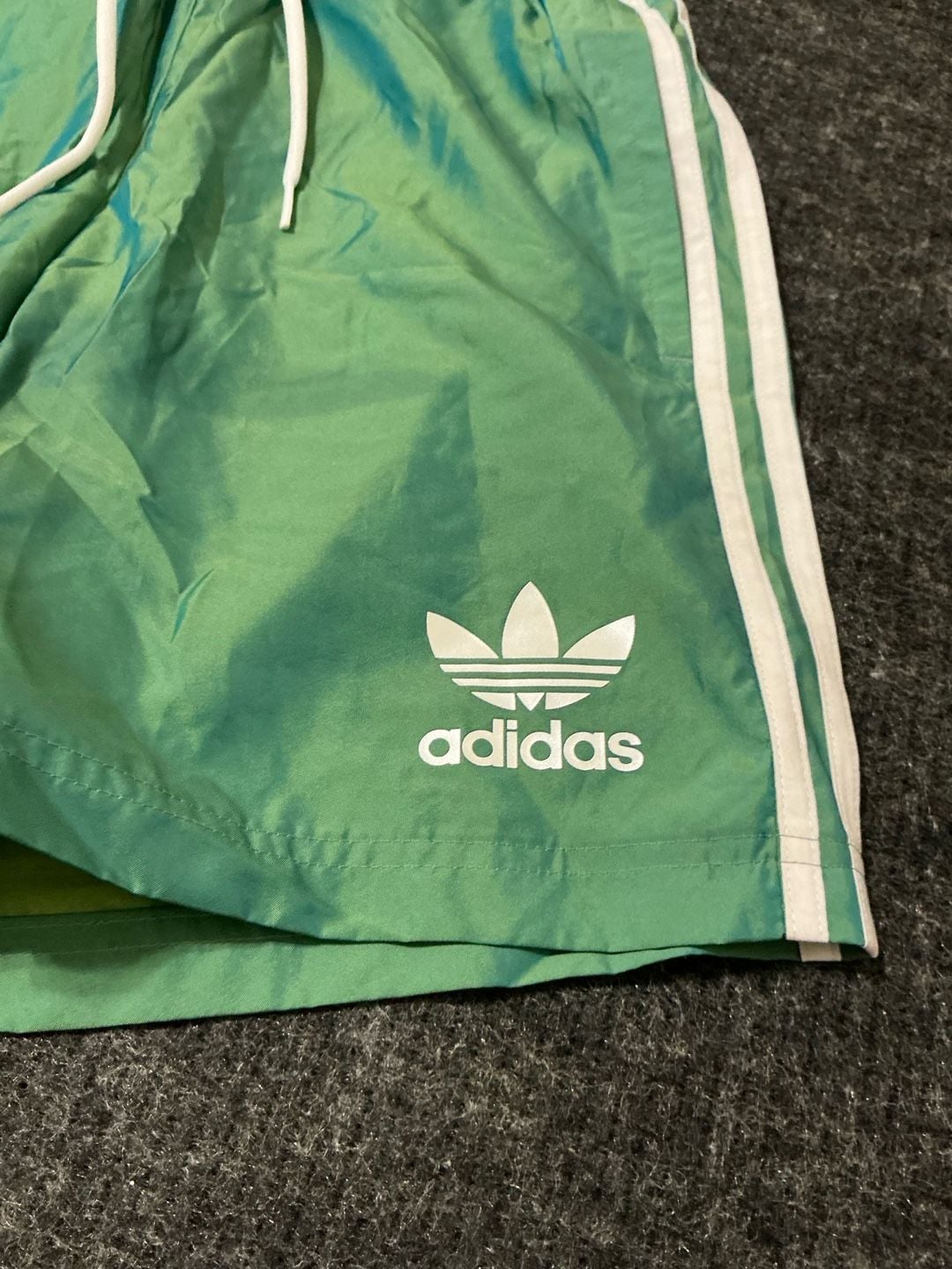 Adidas Originals Swim Shorts Size Adults Small Green 3 Stripes Trunks 8