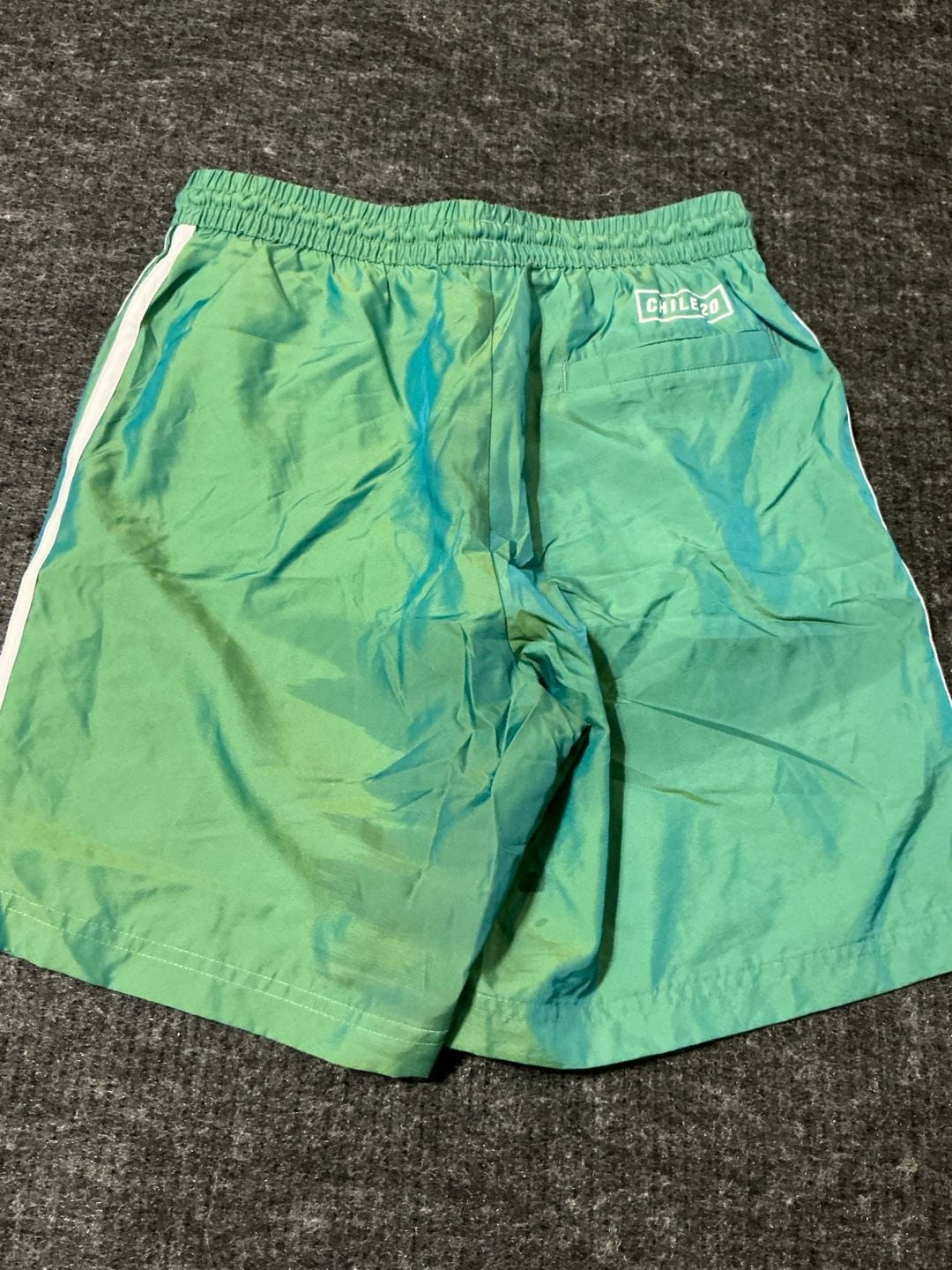 Adidas Originals Swim Shorts Size Adults Small Green 3 Stripes Trunks 10