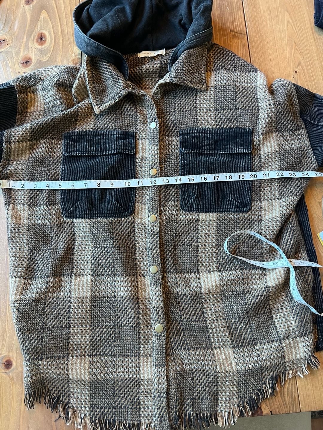 Gilded Intent Plaid Corduroy Hooded Shacket Size L 7
