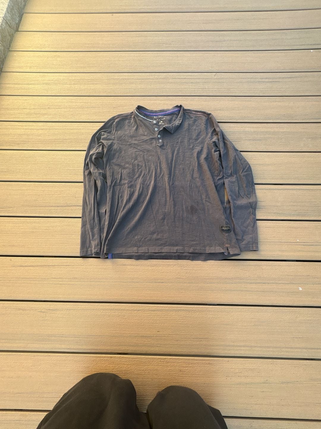 Six Lincoln Long Sleeve Henley Shirt Size M Gray Cotton 2