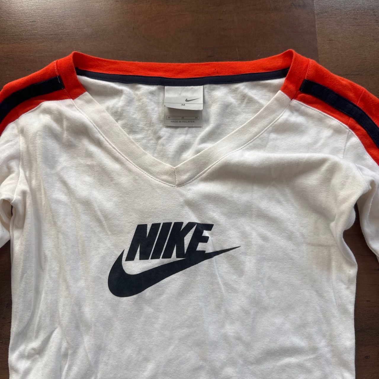 Nike Long Sleeve Shirt Size M White Orange Vintage 3