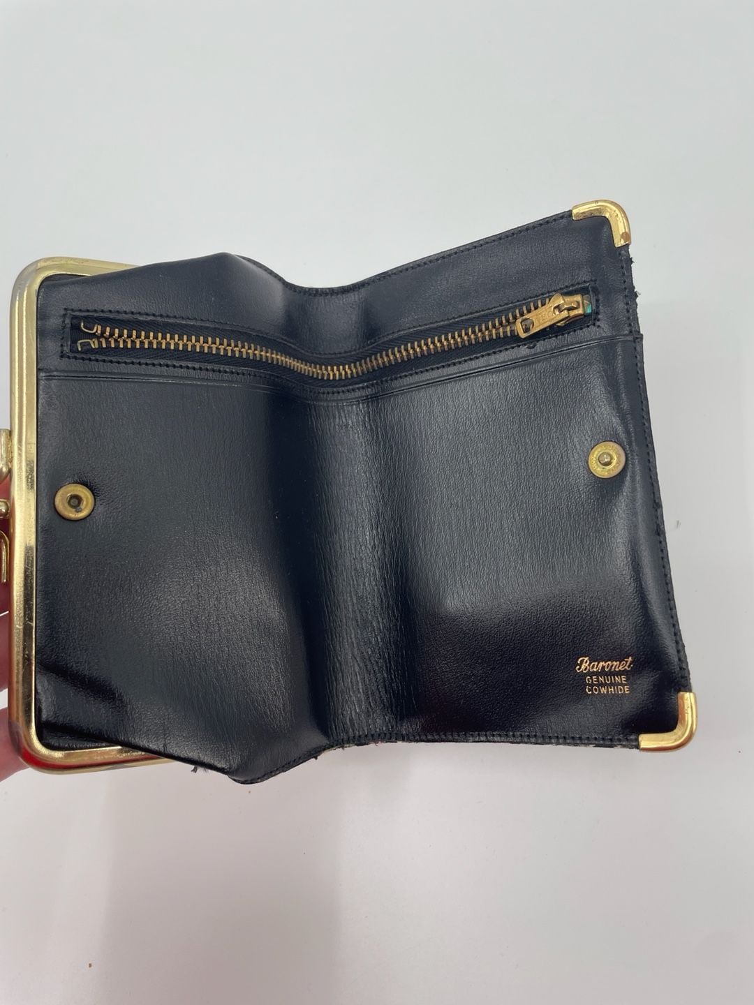 Baronet Vintage Floral Tapestry Kiss Lock Wallet Cowhide 5