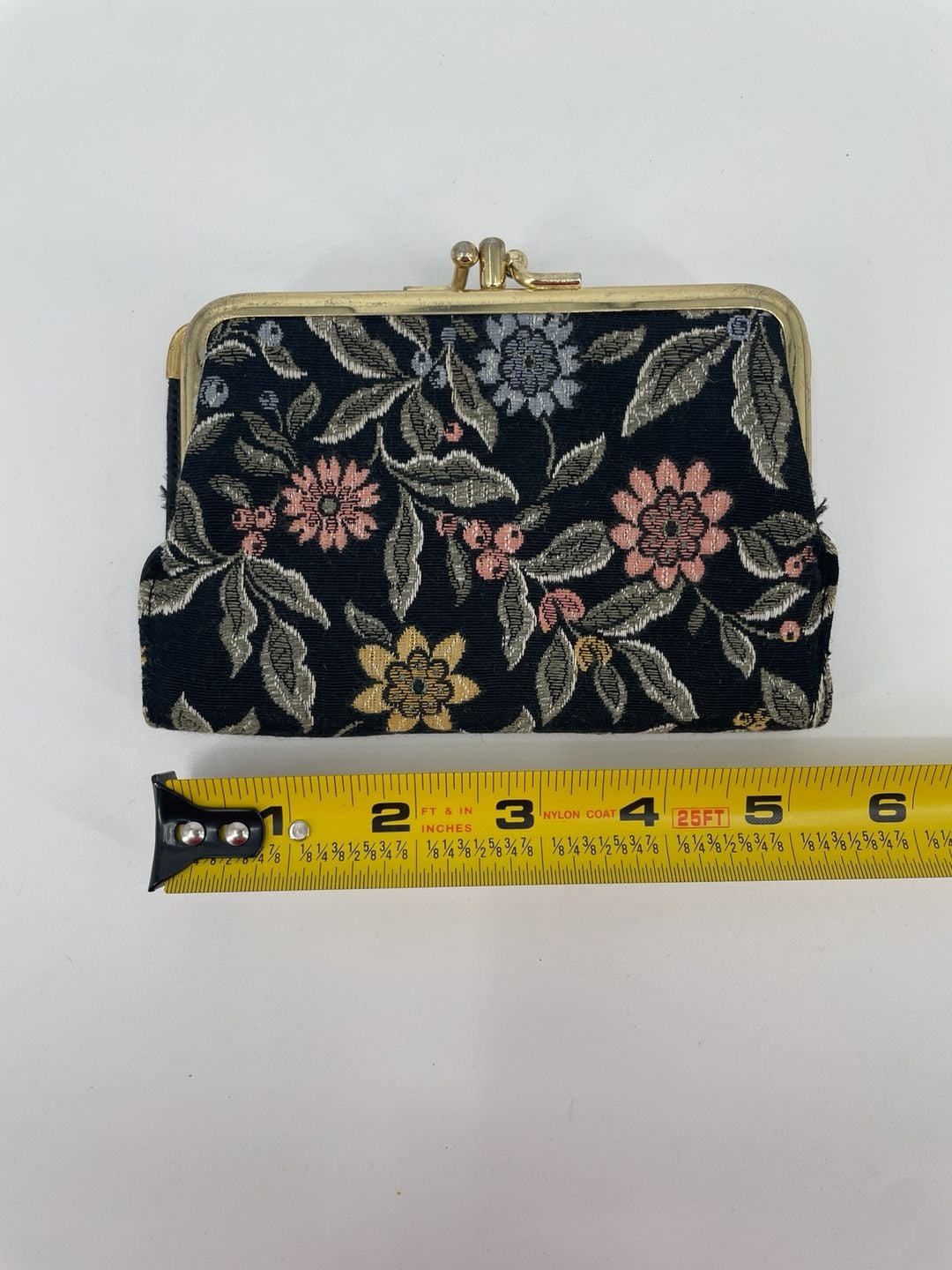 Baronet Vintage Floral Tapestry Kiss Lock Wallet Cowhide 8