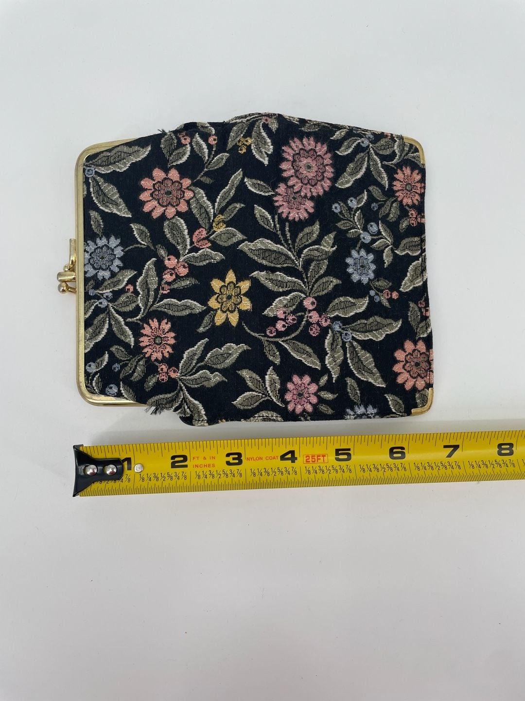 Baronet Vintage Floral Tapestry Kiss Lock Wallet Cowhide 9
