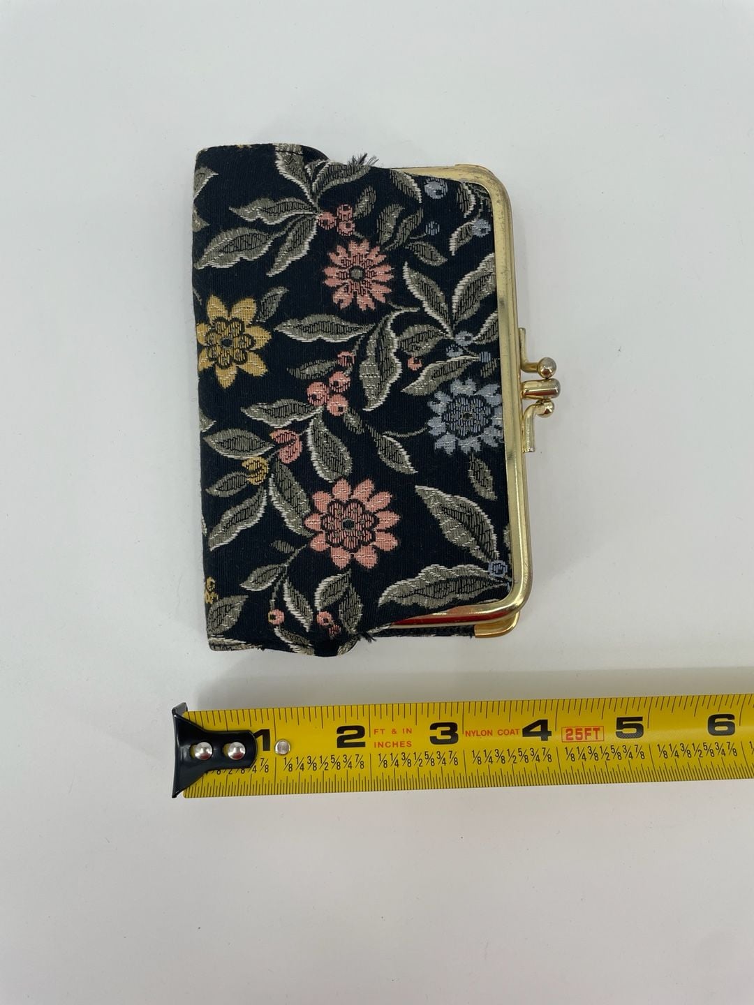 Baronet Vintage Floral Tapestry Kiss Lock Wallet Cowhide 10