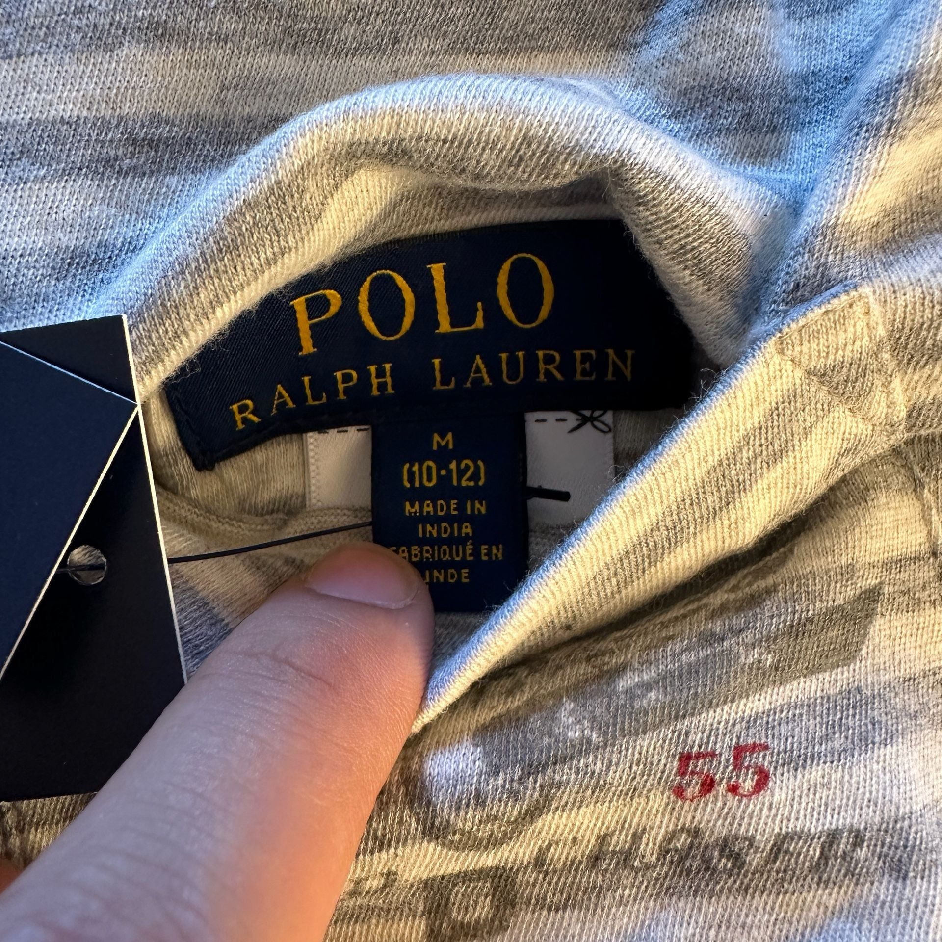 Reversible Polo Ralph Lauren Striped Speed T-Shirt Size M (10-12) Gray 5
