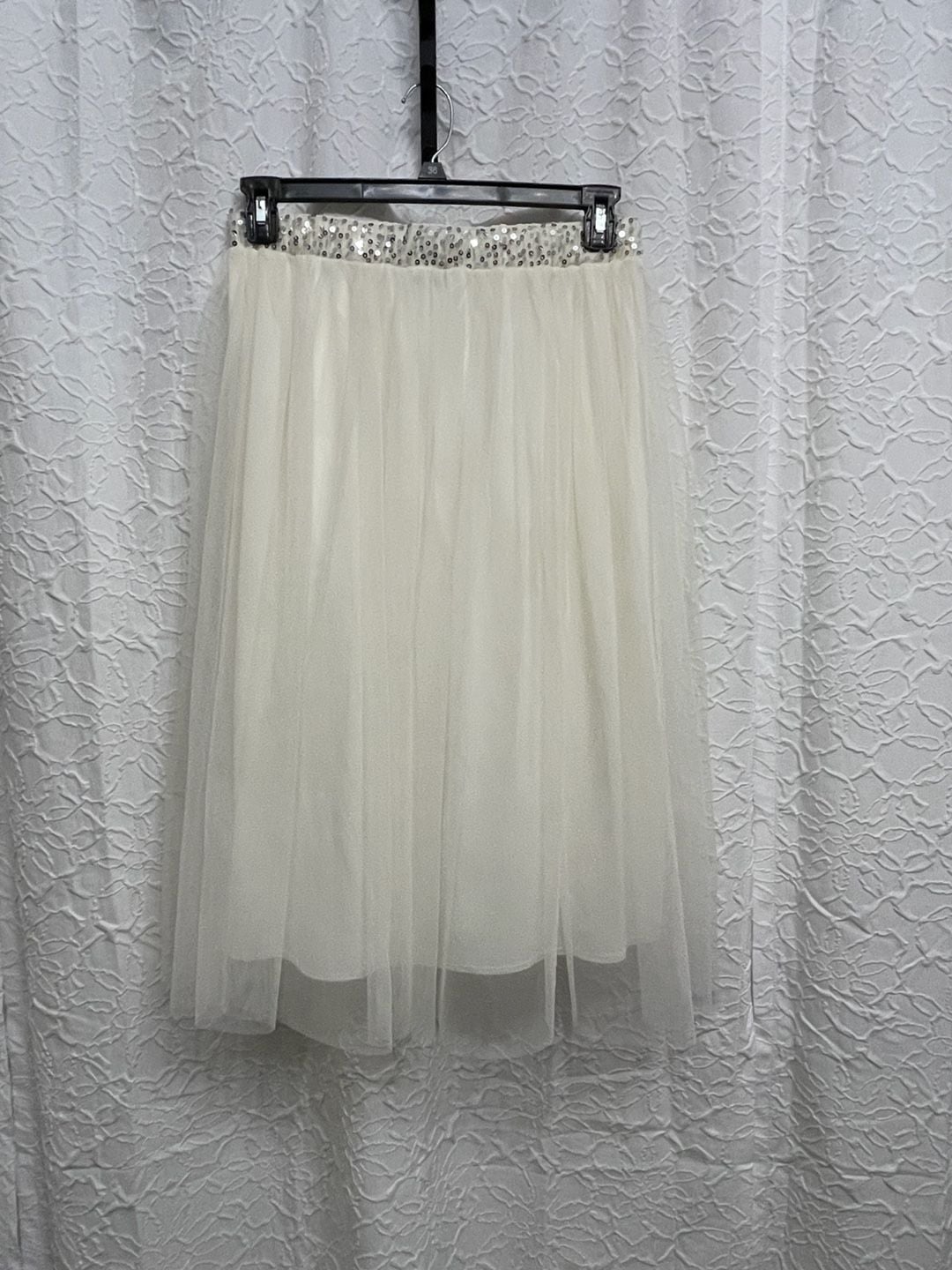 Vintage Y2K Metrowear Cream Tulle Fairycore Skirt Sequin Waistband Petite Large 2