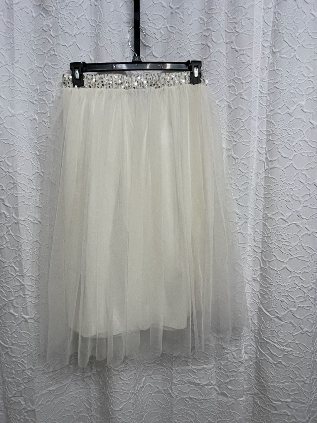 Vintage Y2K Metrowear Cream Tulle Fairycore Skirt Sequin Waistband Petite Large 3