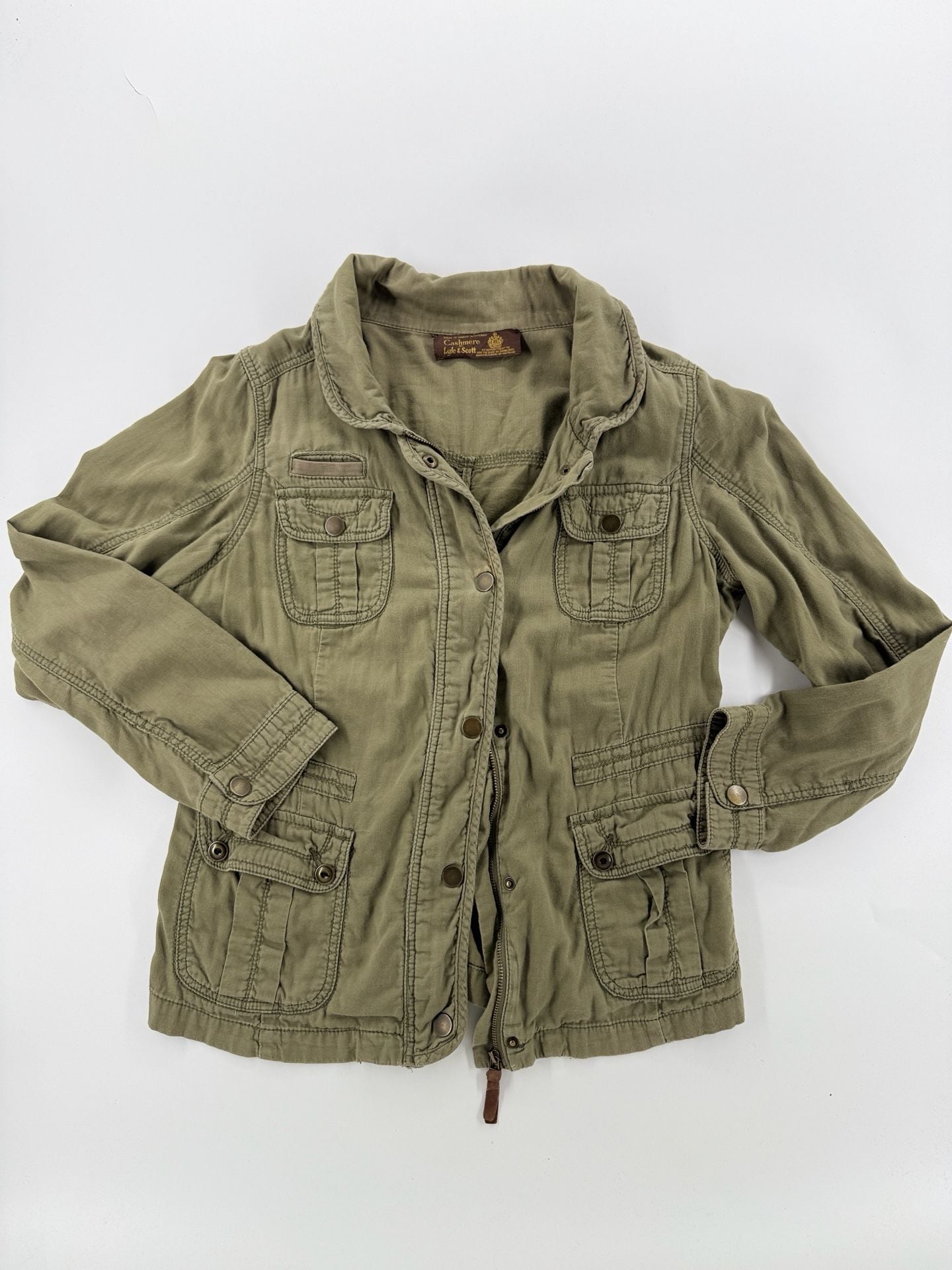 Lyle & Scott Women M Olive Green Military Utility Field Jacket Made In Scotland 2