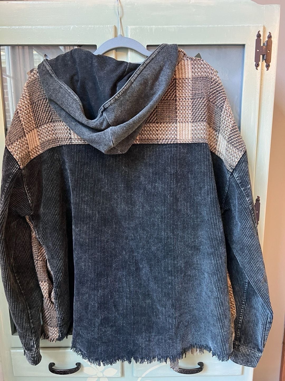 Gilded Intent Plaid Corduroy Hooded Shacket Size L 5