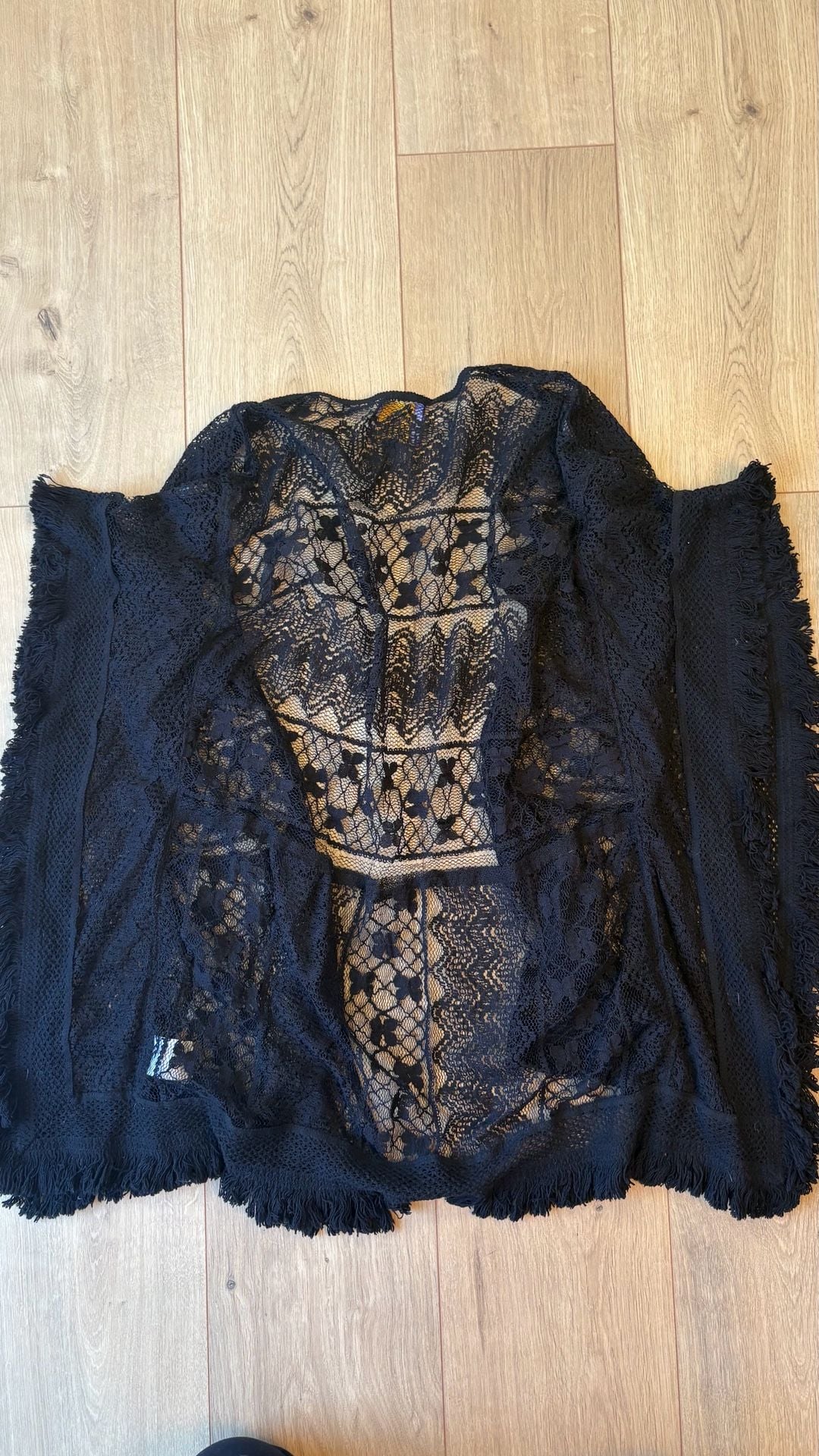 Curations Caravan Black Lace Kimono Size M Shrug Cardigan Cover Up 4