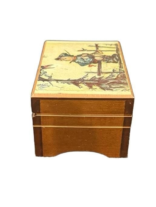 Reuge Swiss Music Box Hummel Boy on Fence Raindrops Keep Fallin' 3