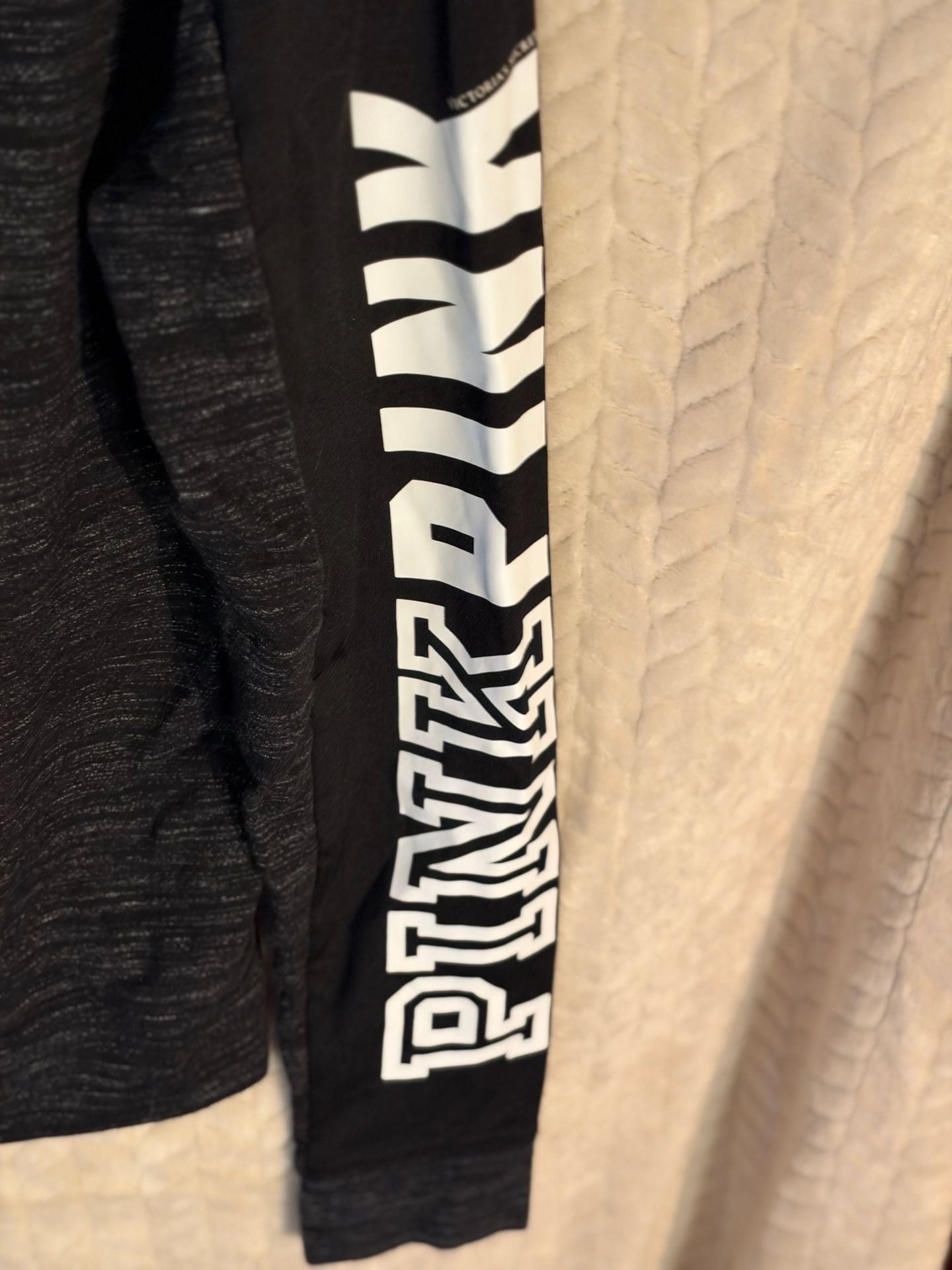 PINK Victoria's Secret Full Zip Hoodie Size L Black Marled 4