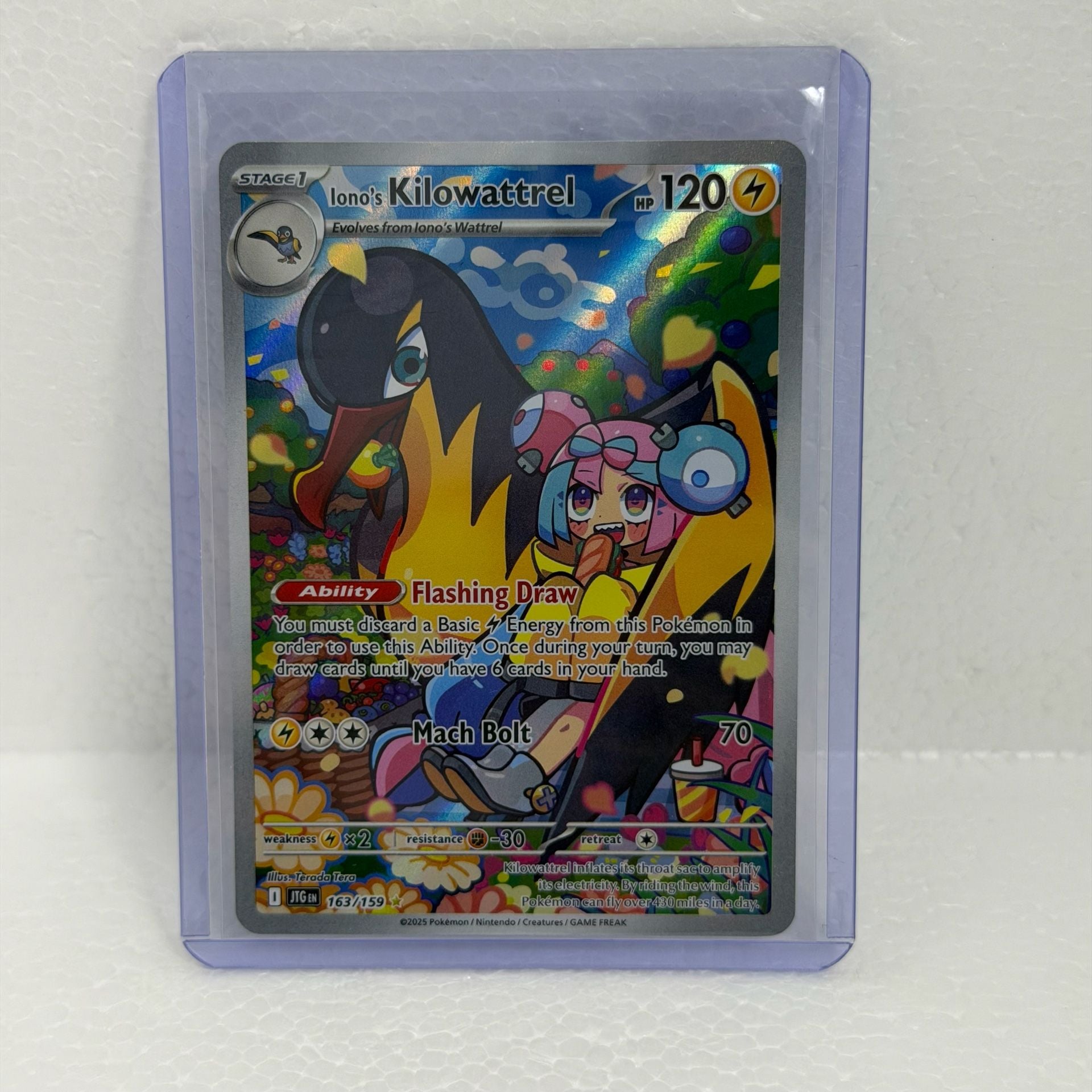 Pokemon Iono's Kilowattrel Illustration Rare 163/159 1