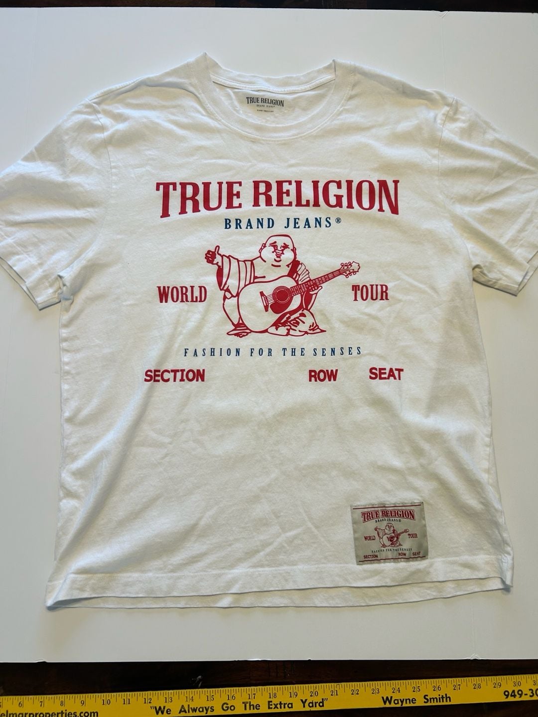 True Religion World Tour T-Shirt XL White Graphic Tee 2
