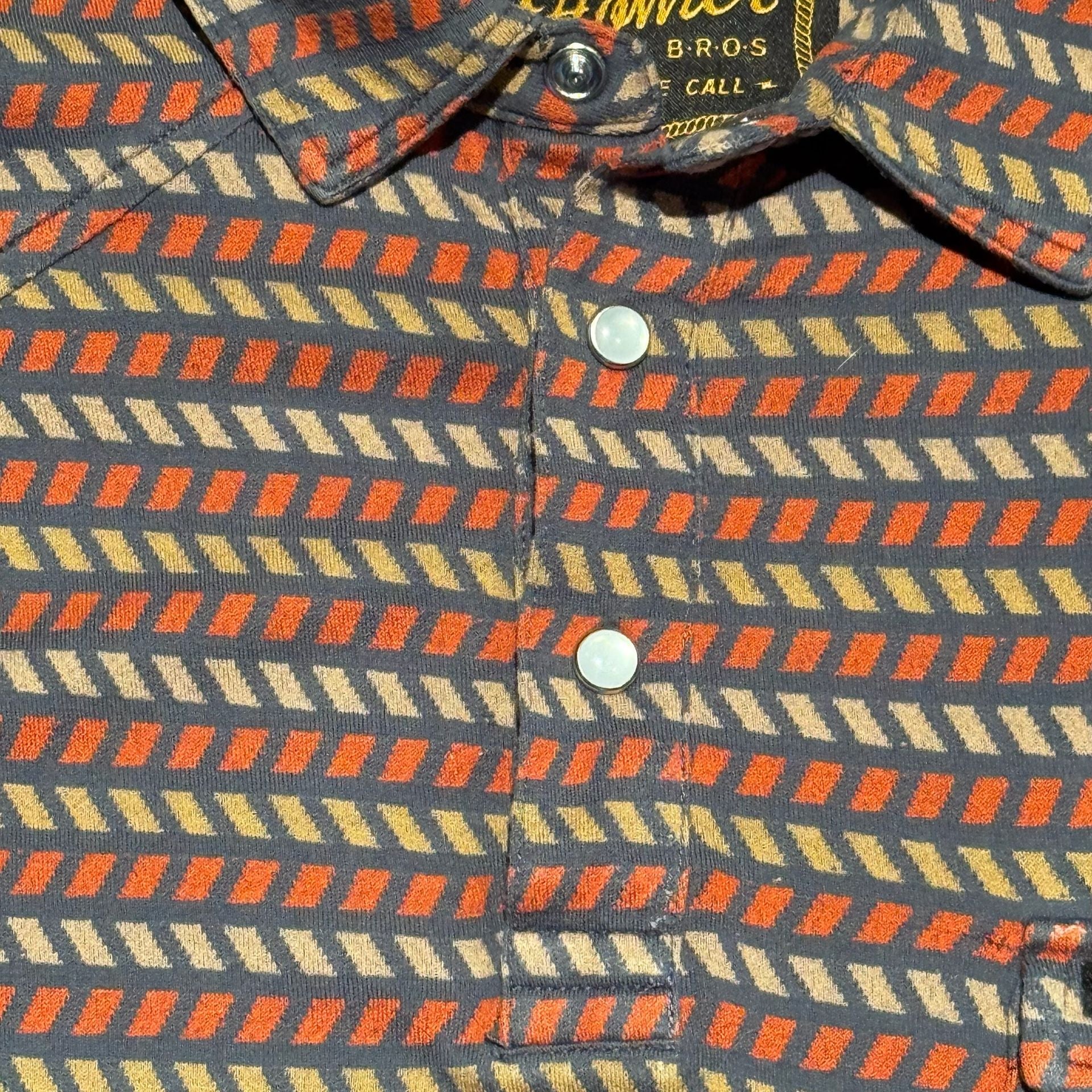 Howler Bros Mens XXL Polo Shirt Geometric Western Pearl Snap Pocket 100% Cotton 7