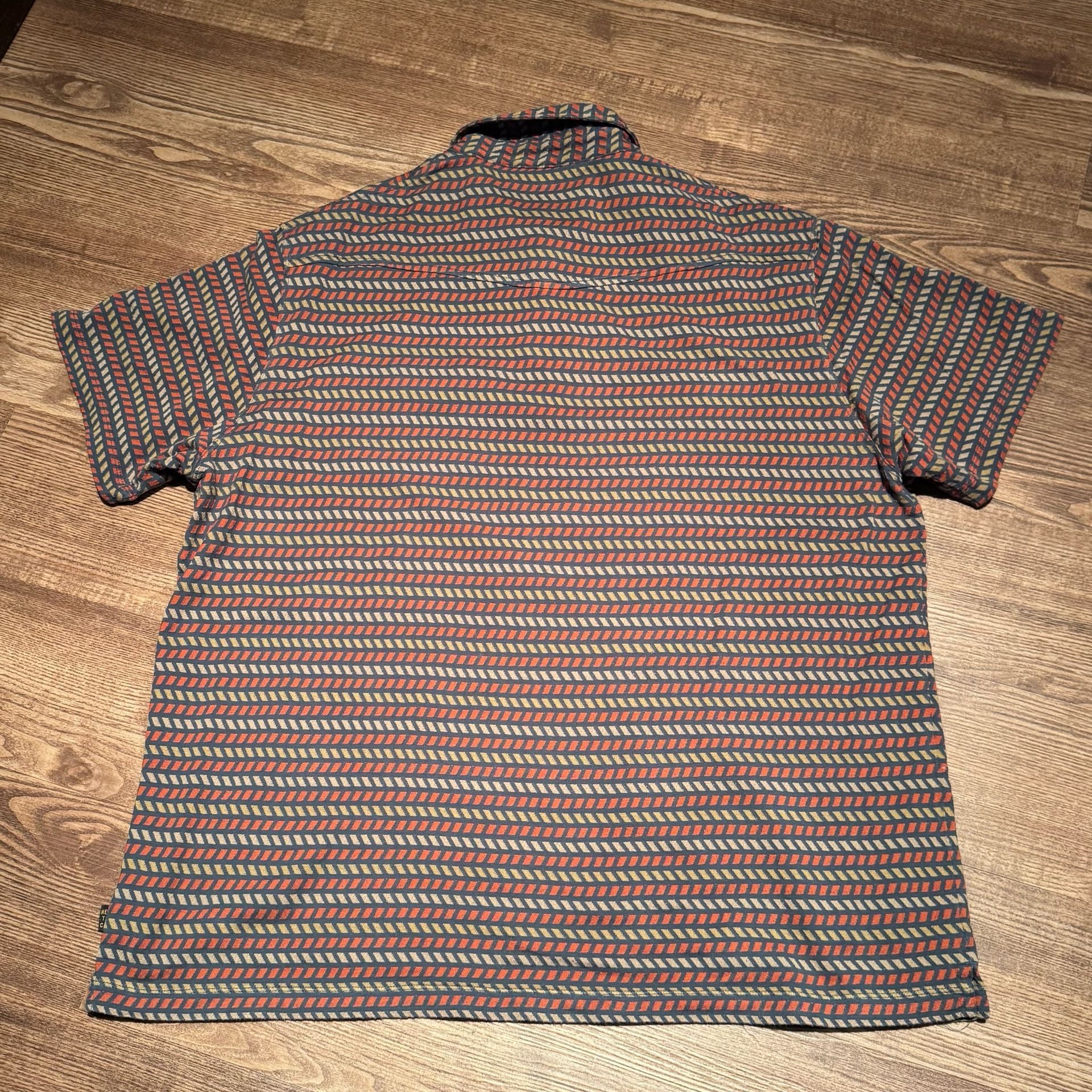 Howler Bros Mens XXL Polo Shirt Geometric Western Pearl Snap Pocket 100% Cotton 8