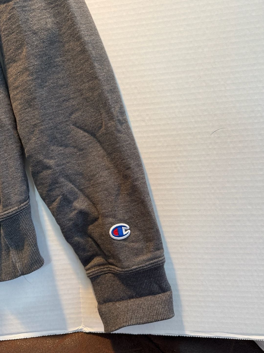 Champion Hoodie Size L Gray Embroidered Pullover Sweatshirt 3