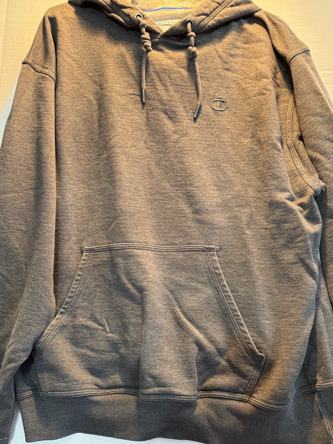 Champion Hoodie Size L Gray Embroidered Pullover Sweatshirt 4