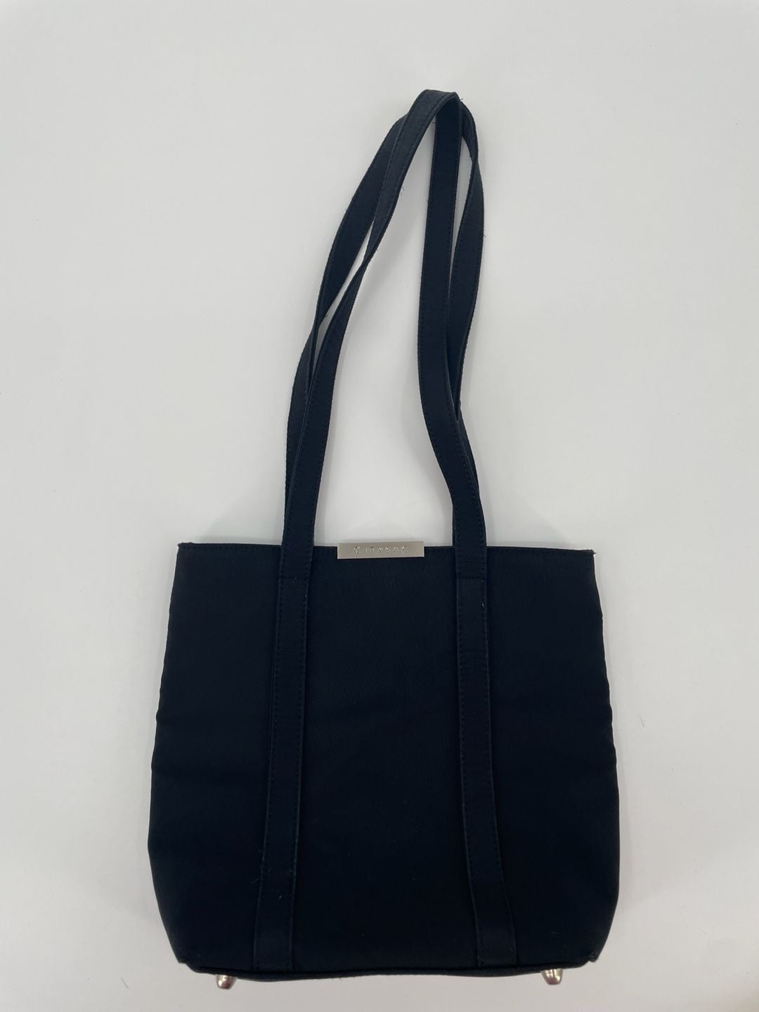 Citysac Black Nylon Tote Bag With Silver Hardware 3