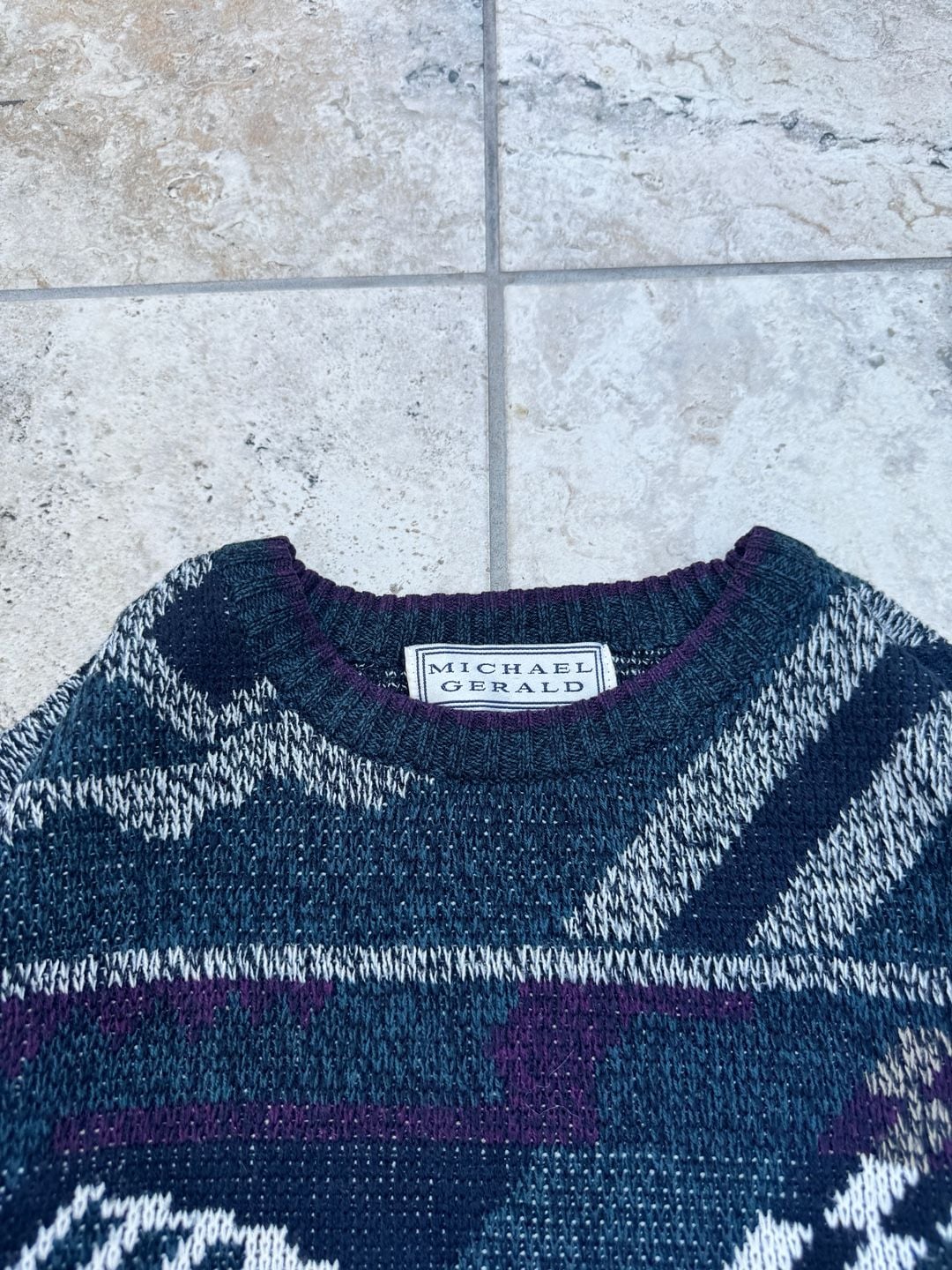 Michael Gerald Vintage Abstract Pattern Crewneck Sweater 2