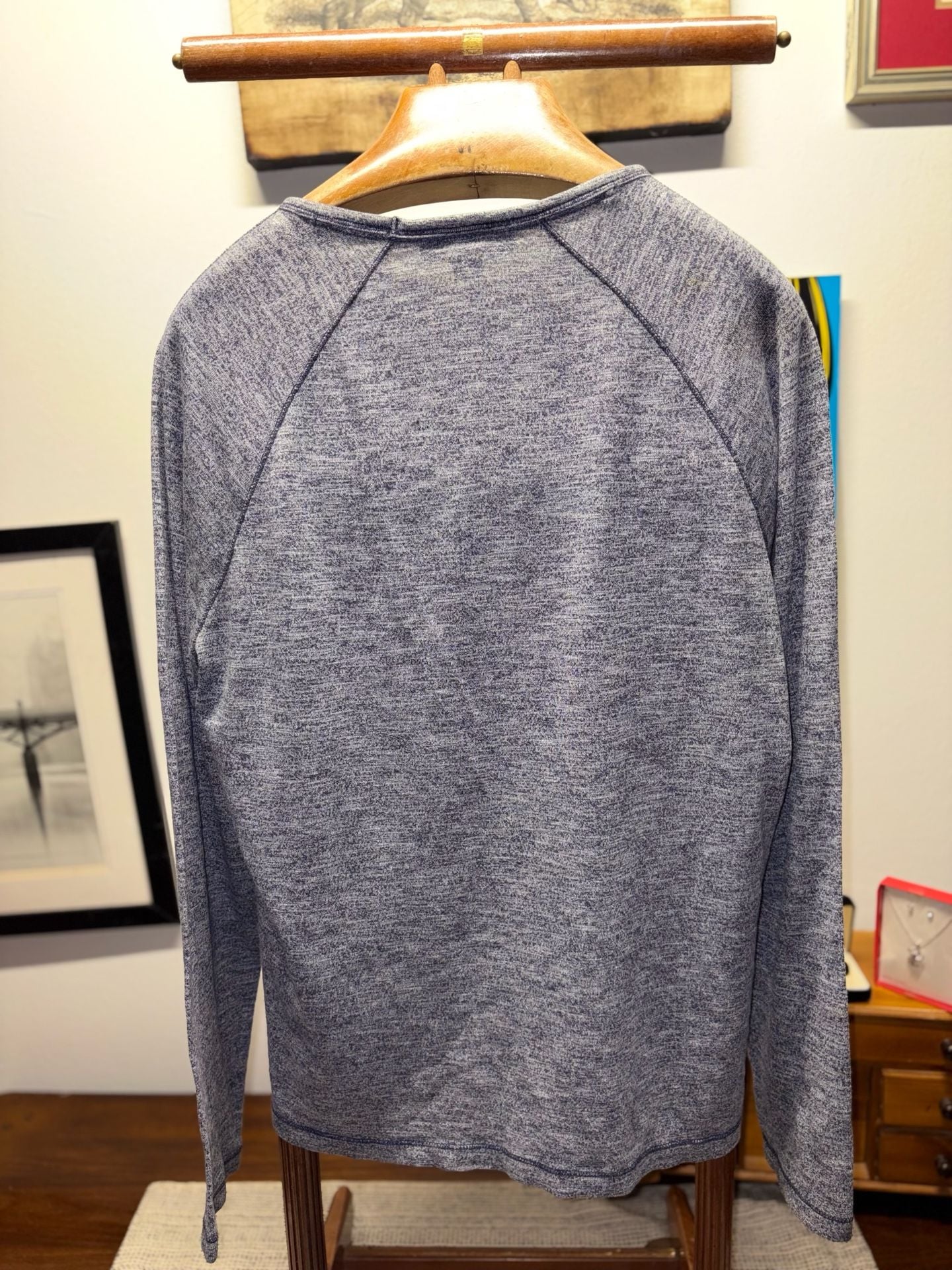 Michael Kors Long Sleeve Crew Neck Shirt Size L Blue Heather 7