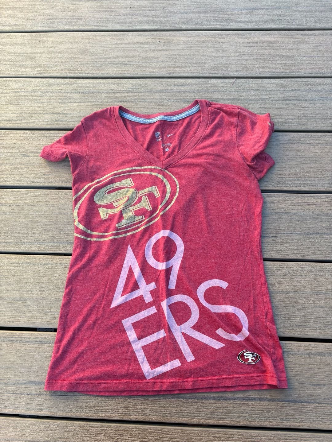 Nike San Francisco 49ers V-Neck T-Shirt Size S Red 2