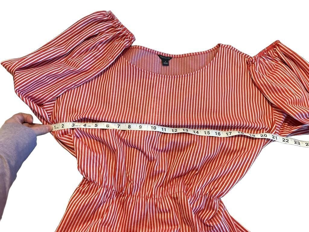 Ann Taylor Striped Blouse Size M Red White Tie Waist NWT 9