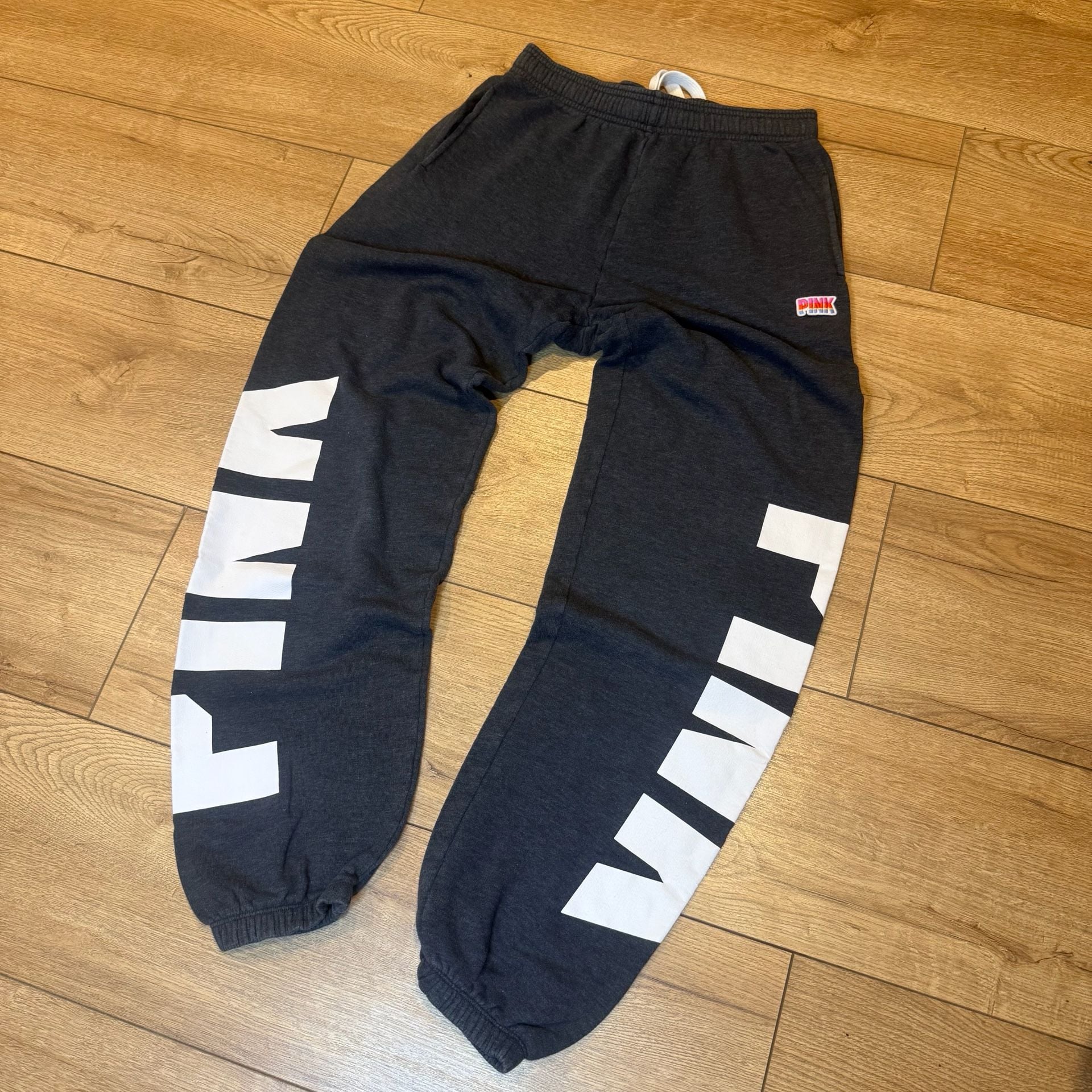 Pink Victoria's Secret Sweatpants Size XS Dark Gray White Logo 2