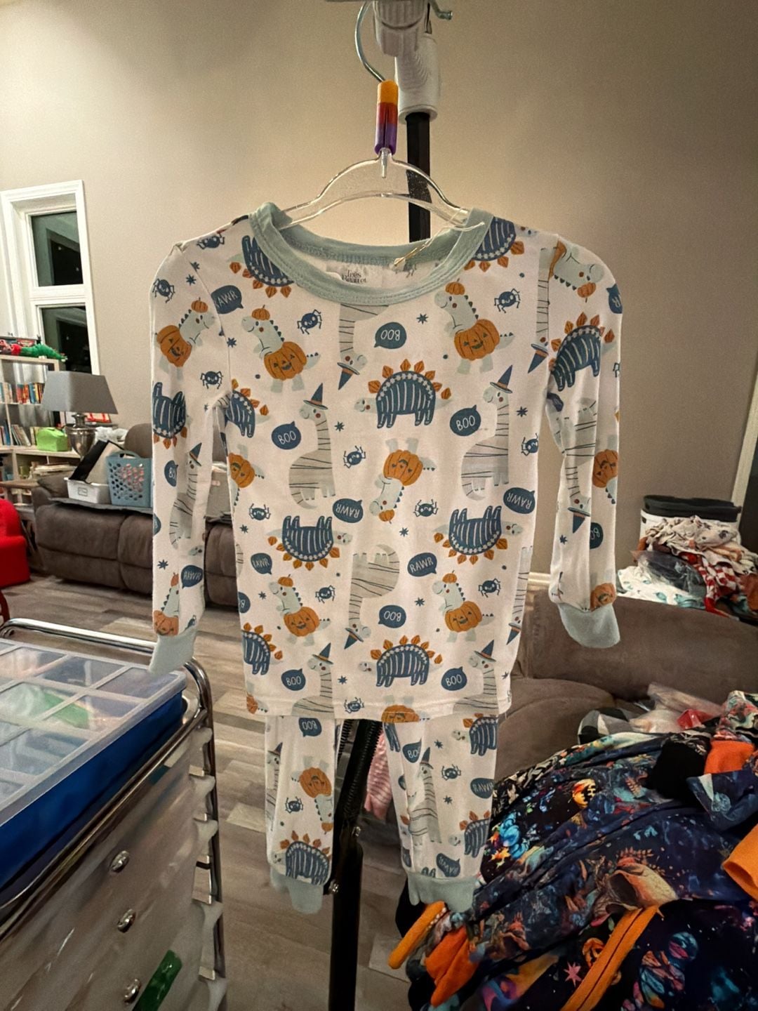 Tres Beau et Belle Pajama Set Size 12M Halloween Dinosaur Bamboo 1