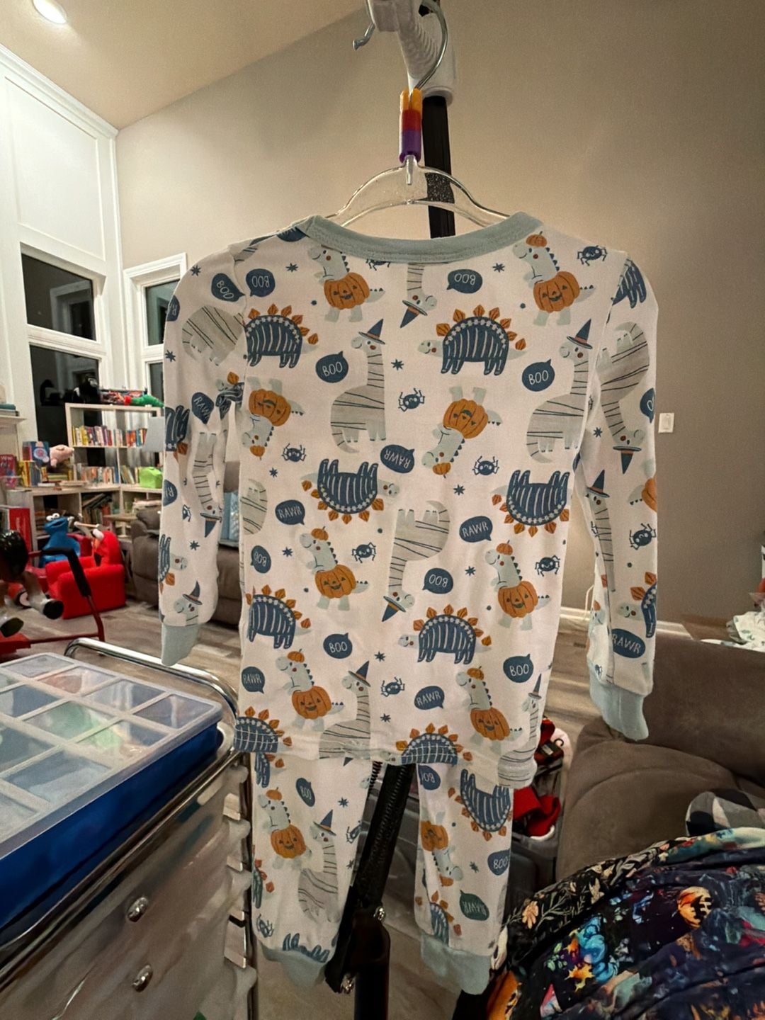 Tres Beau et Belle Pajama Set Size 12M Halloween Dinosaur Bamboo 3