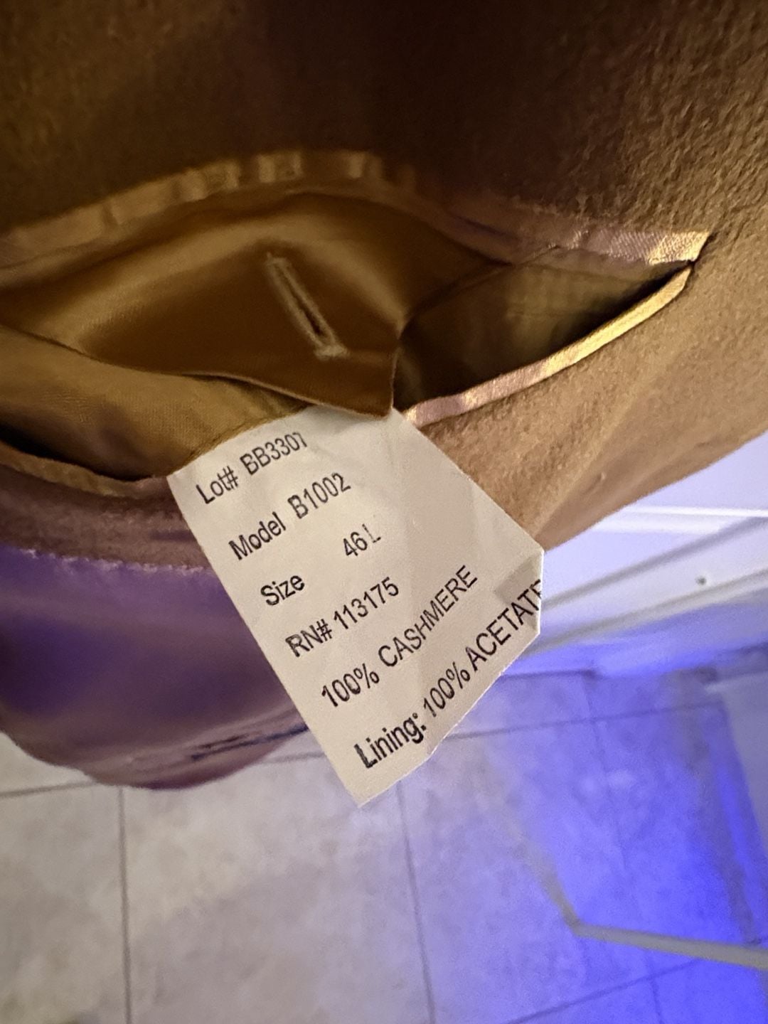 Haspel B1002 Blazer Size 46L Camel Brown 100% Cashmere Sport Coat 6