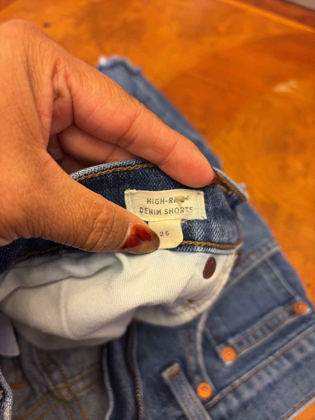 Madewell High-Rise Denim Shorts Size 26 Blue Raw Hem Cutoff 5