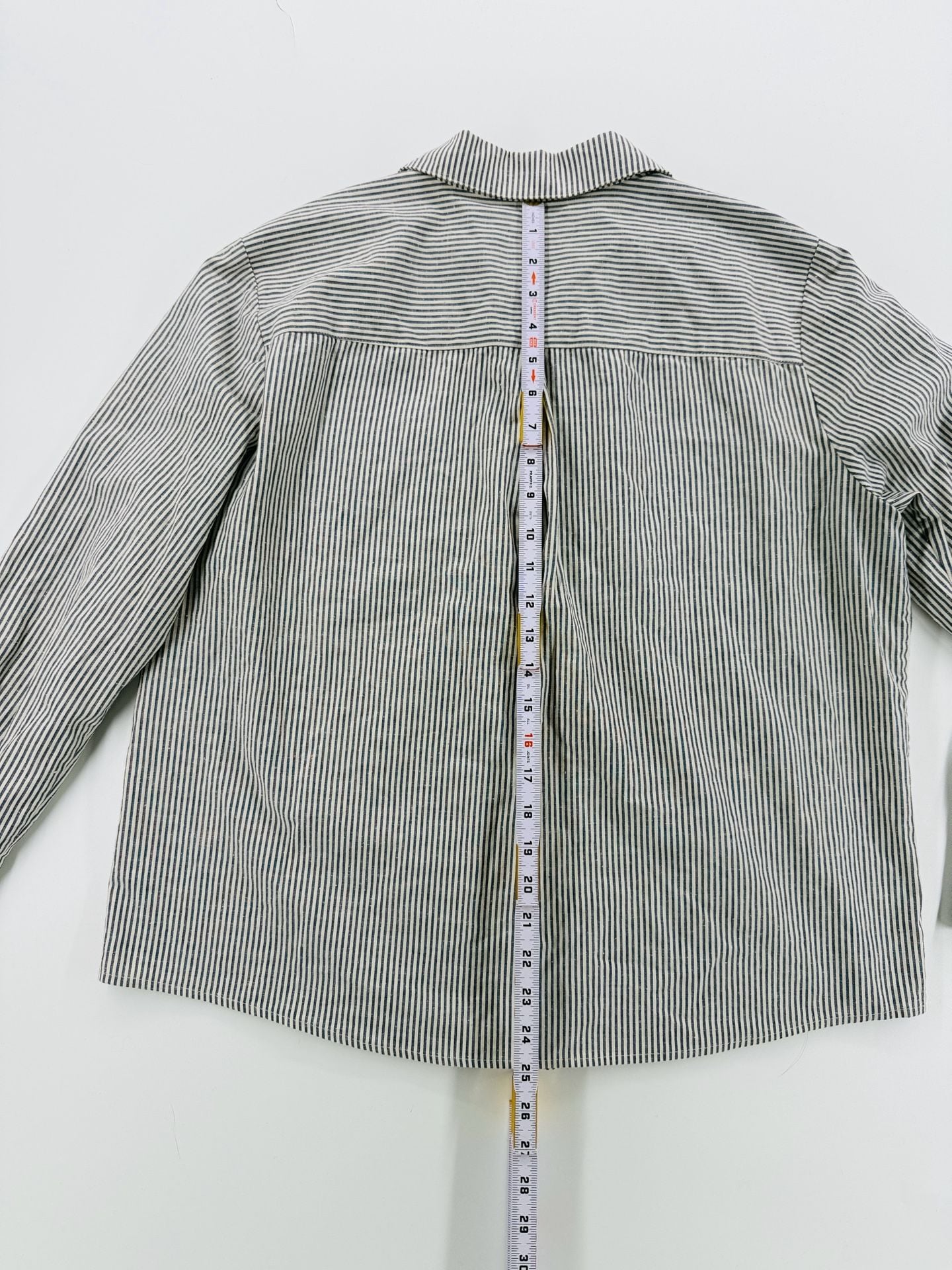 Sézane Striped Long Sleeve Button Up Shirt Size 44 Blue White 5