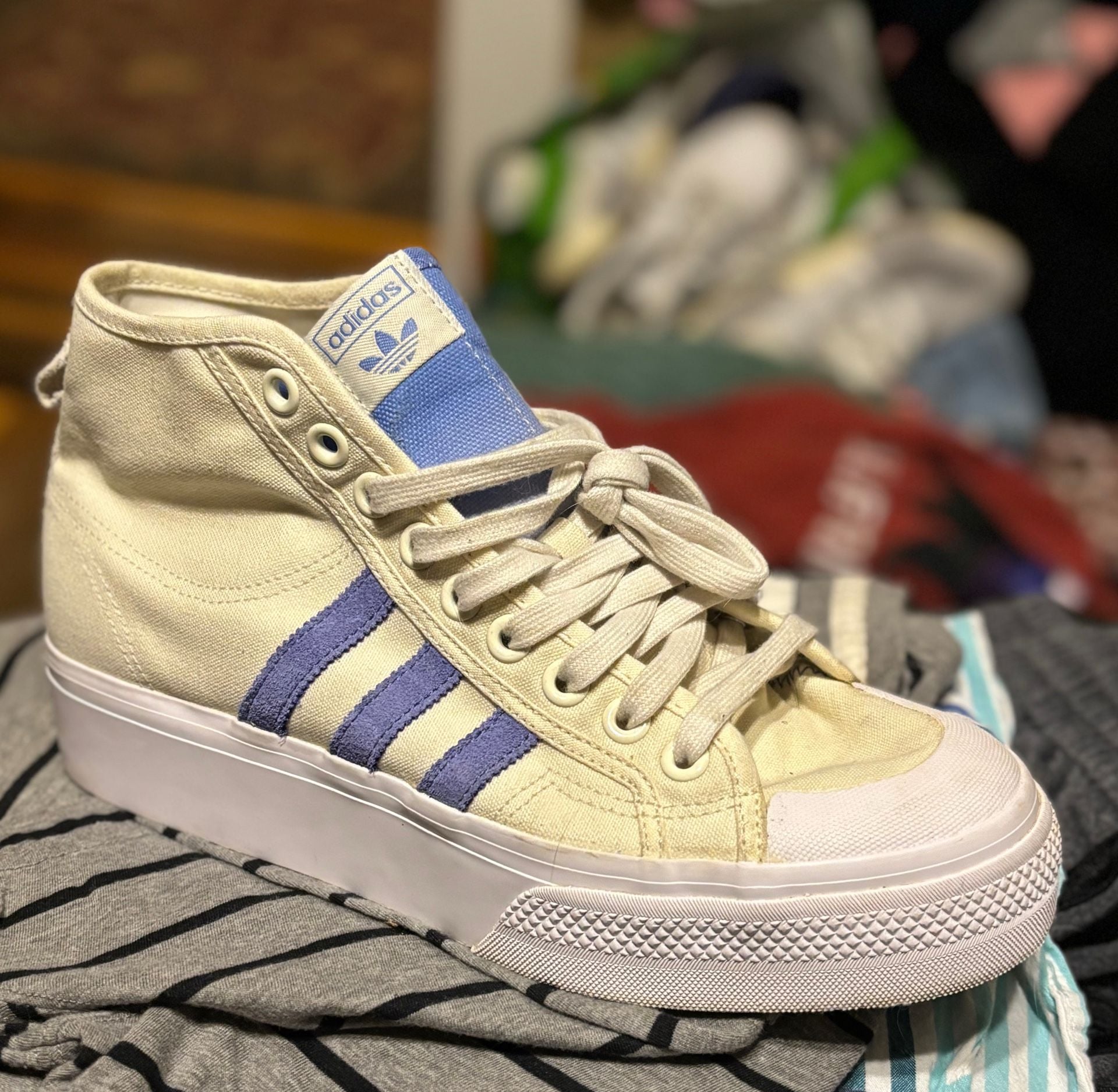 Adidas Nizza Platform Mid Off White Blue Fusion 6