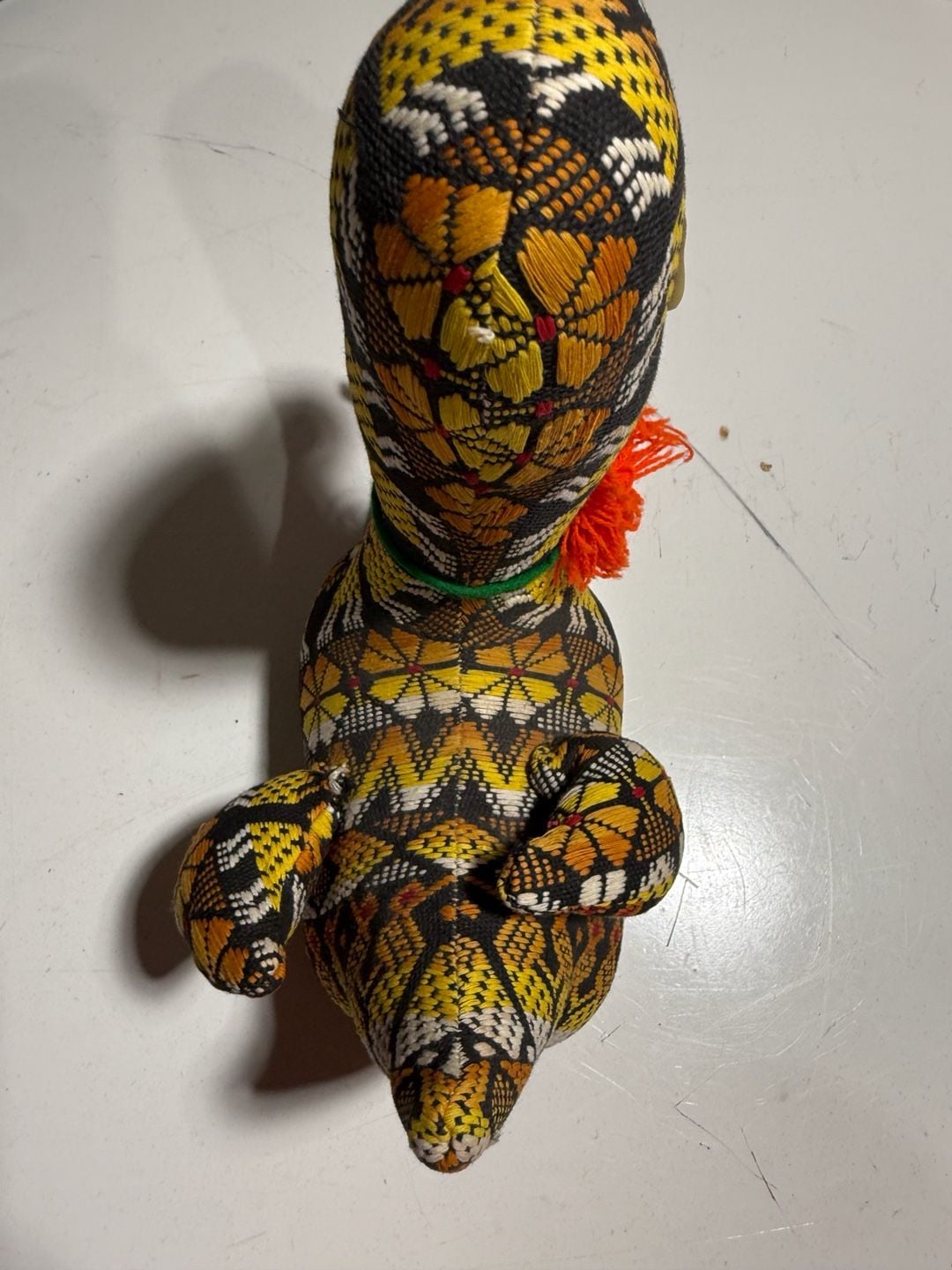 Handmade Woven Textile Duck Plush Folk Art Stuffed Animal Yellow Black 4