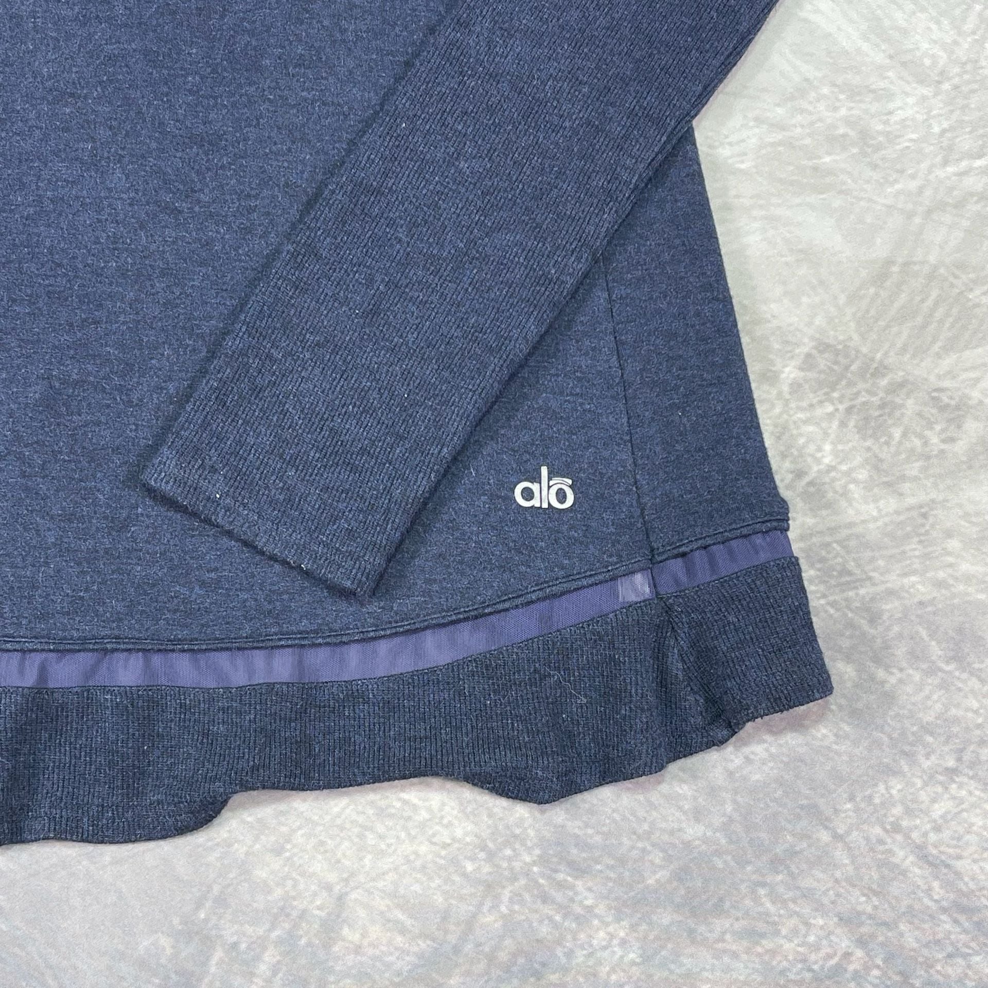 Alo Yoga Hoodie Size S Blue Heathered Long Sleeve Pullover Sweatshirt 8