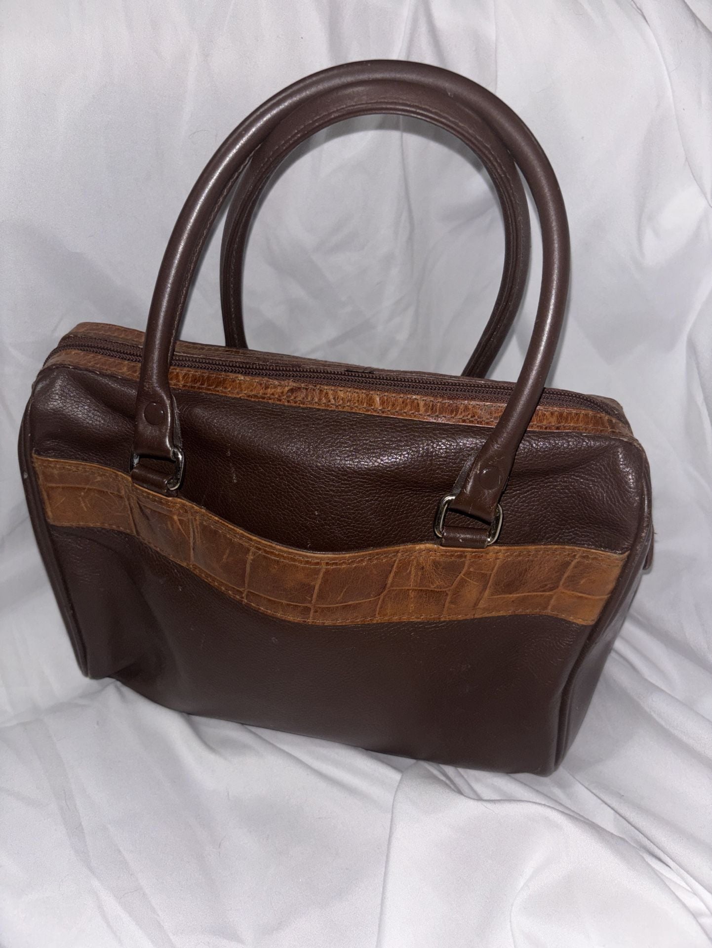 RARE!! 80s- 90s Courtenay Genuine Pebble Leather Doctor Satchel Bag Brown 2